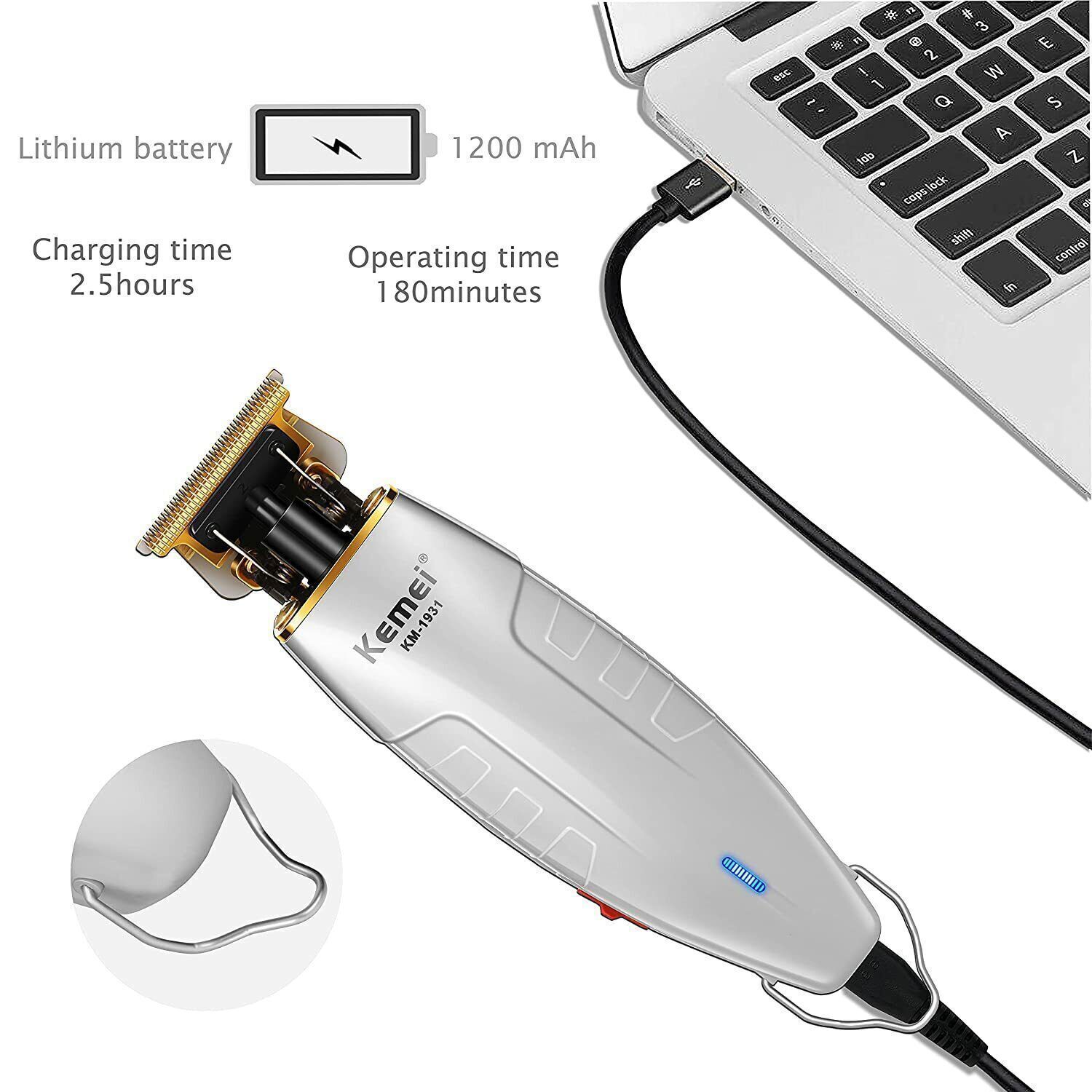 Kemei Hair Trimmer Baldheaded Hair Beard Clipper Cordless Grooming Kits KM-1931