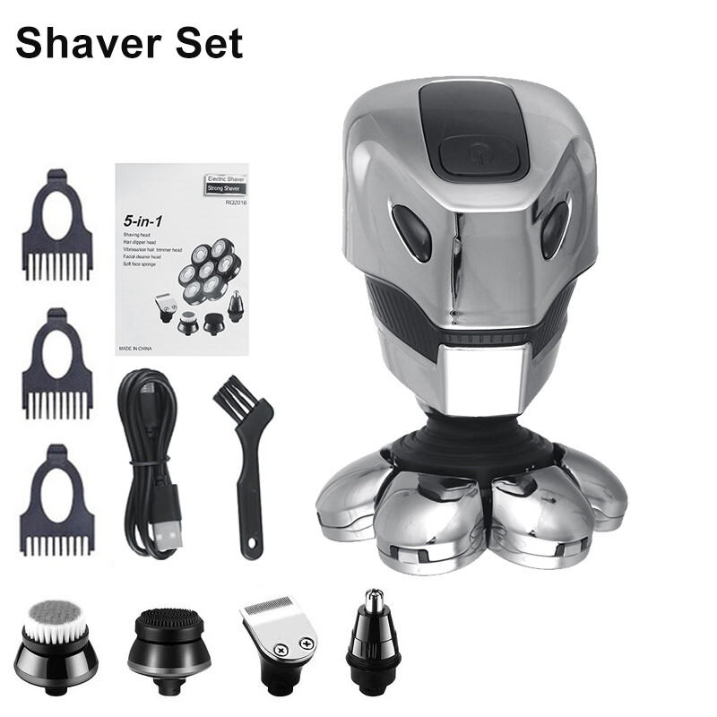 7D 5-in-1 Shaver Cordless Hair Trimmer Bald Head Razor Electric For Men Wet Dry