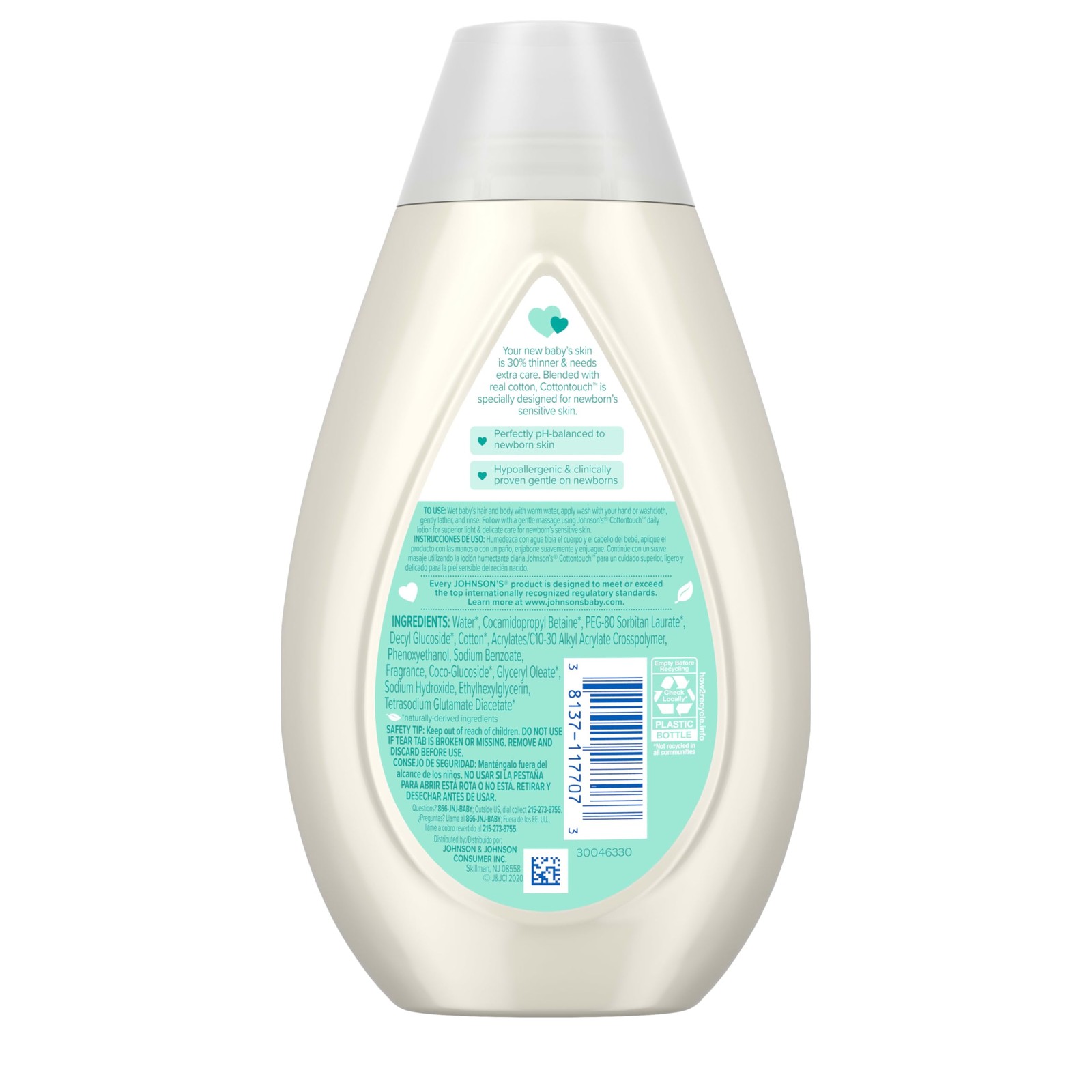 Johnson’s CottonTouch Newborn Baby Body Wash & 13.6 Fl Oz (Pack of 1), White