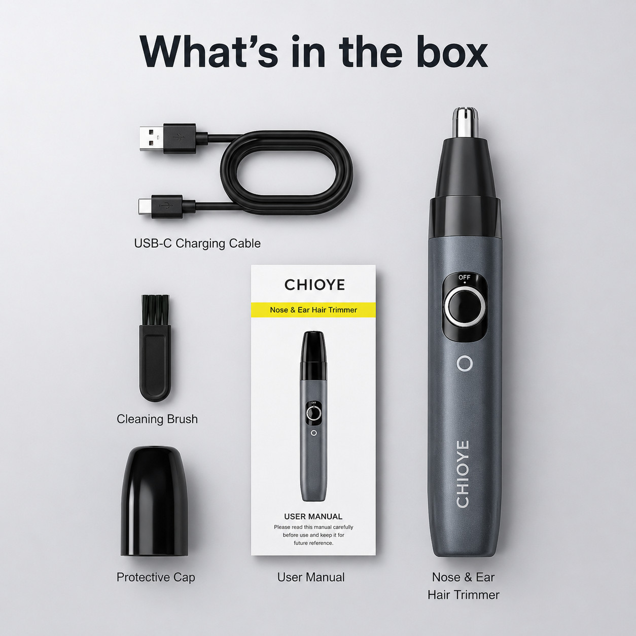Ear and Nose Hair Trimmer with LED indicator USB Rechargeable Water Resistant