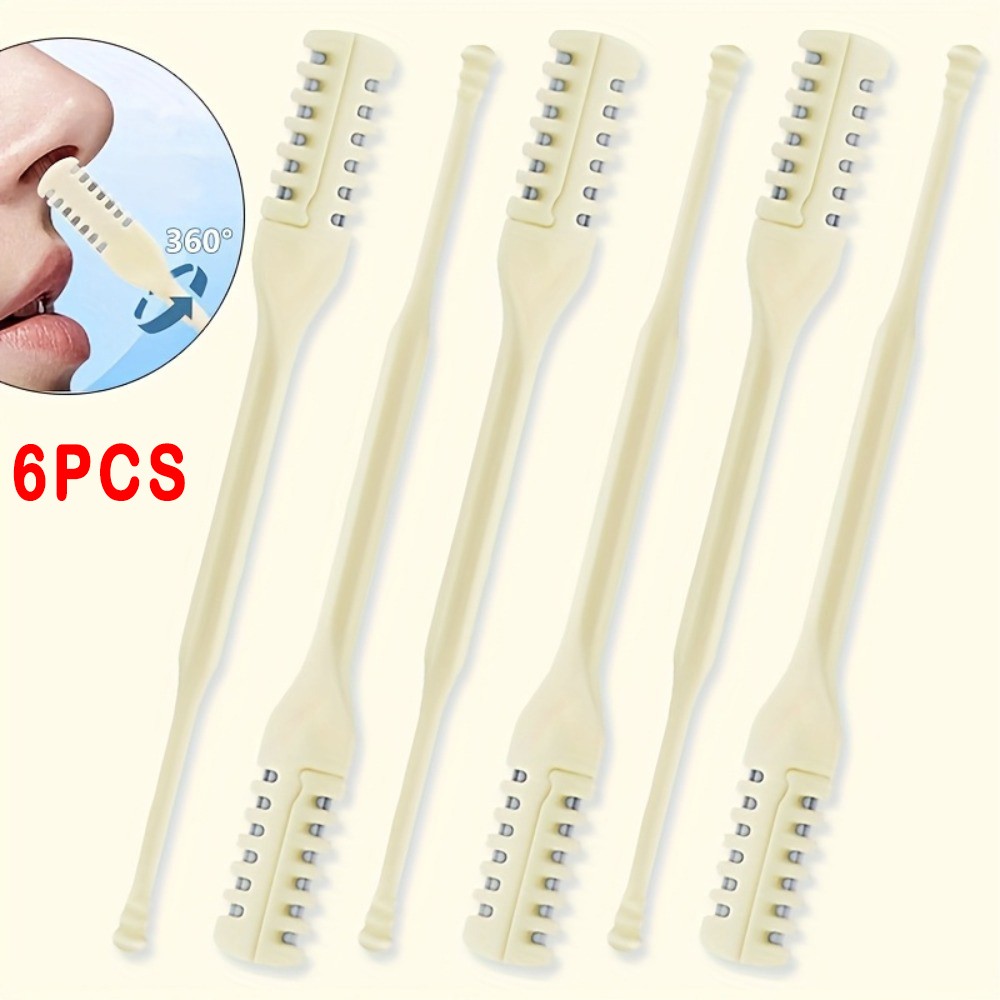 6Pcs Better Than Electric. 2-in-1 Painless Nose Trimmer: 360° Rotating Dual-head