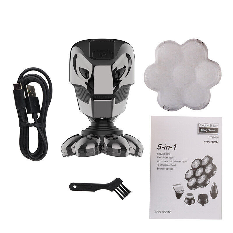 5in1 Rotary Electric Shaver 7D Bald Head Hair Beard Trimmer Razor Rechargeable