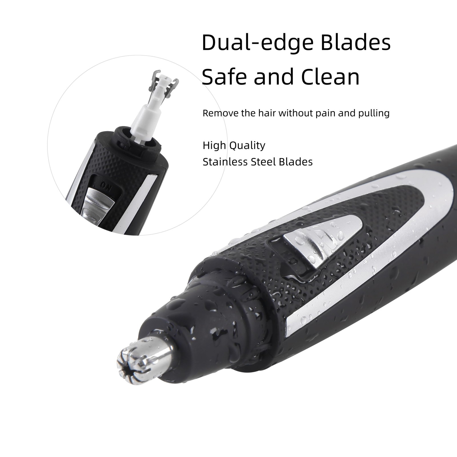 360 Rotating Nose Hair Trimmer Dual Edge Washing Quiet Ergonomic Grip