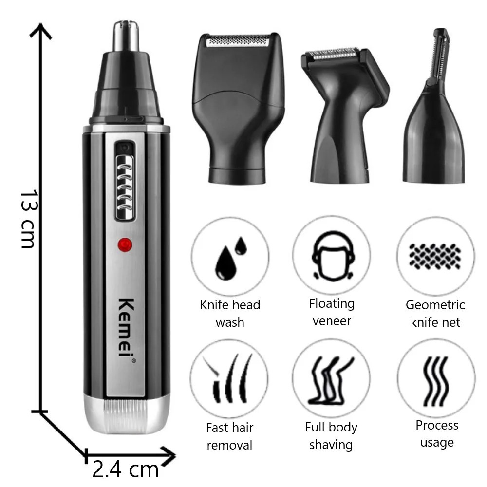 4in1 Rechargeable Nose Ear Beard Eyebrow Hair Trimmer Men Grooming Kit Home Gift
