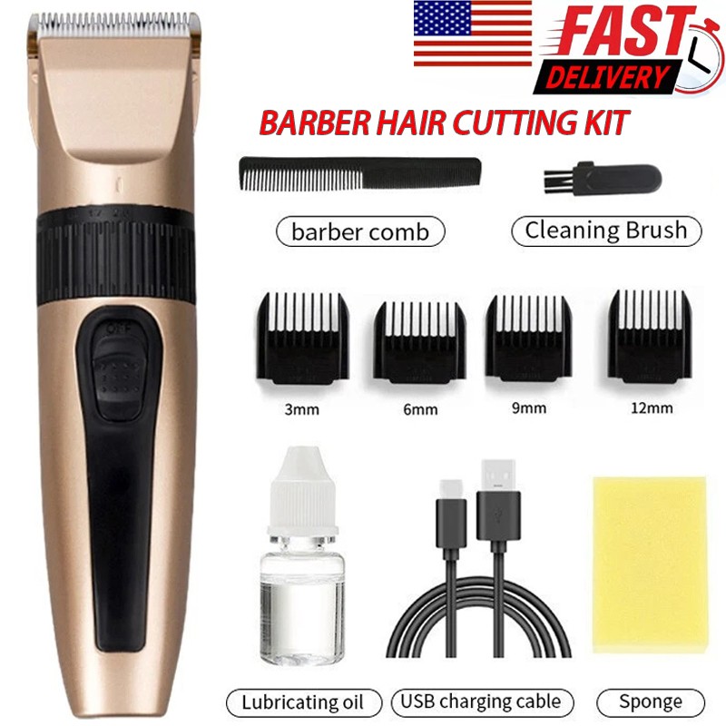 Professional Cordless Hair Clippers Trimmer Men’s Barber Cutting Kit Machine