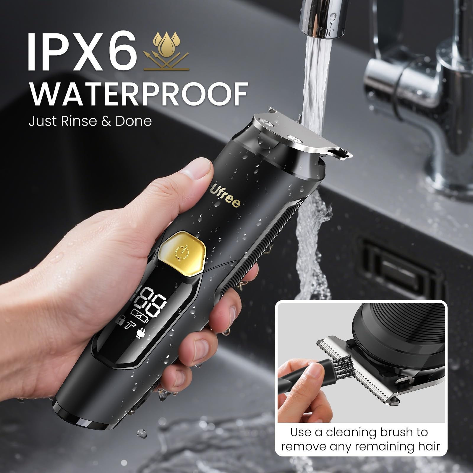 3-in-1 Waterproof Beard Trimmer for Men, USB-C Rechargeable, Stainless Steel Bla