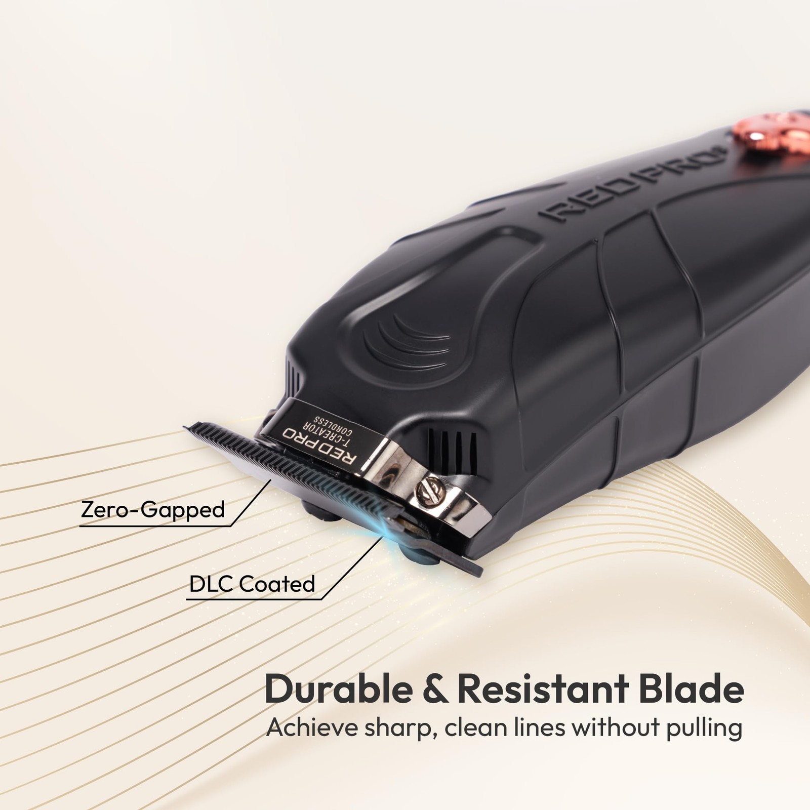 Matte Black Gold Hair Trimmer Cordless Ultra Quiet T Blade Zero Gapped 7500 Rpm