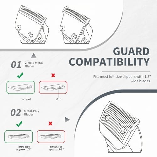 10-Piece Hair Clipper Guide Combs Set with Colored Clips, 1.5mm-25mm, Premium At