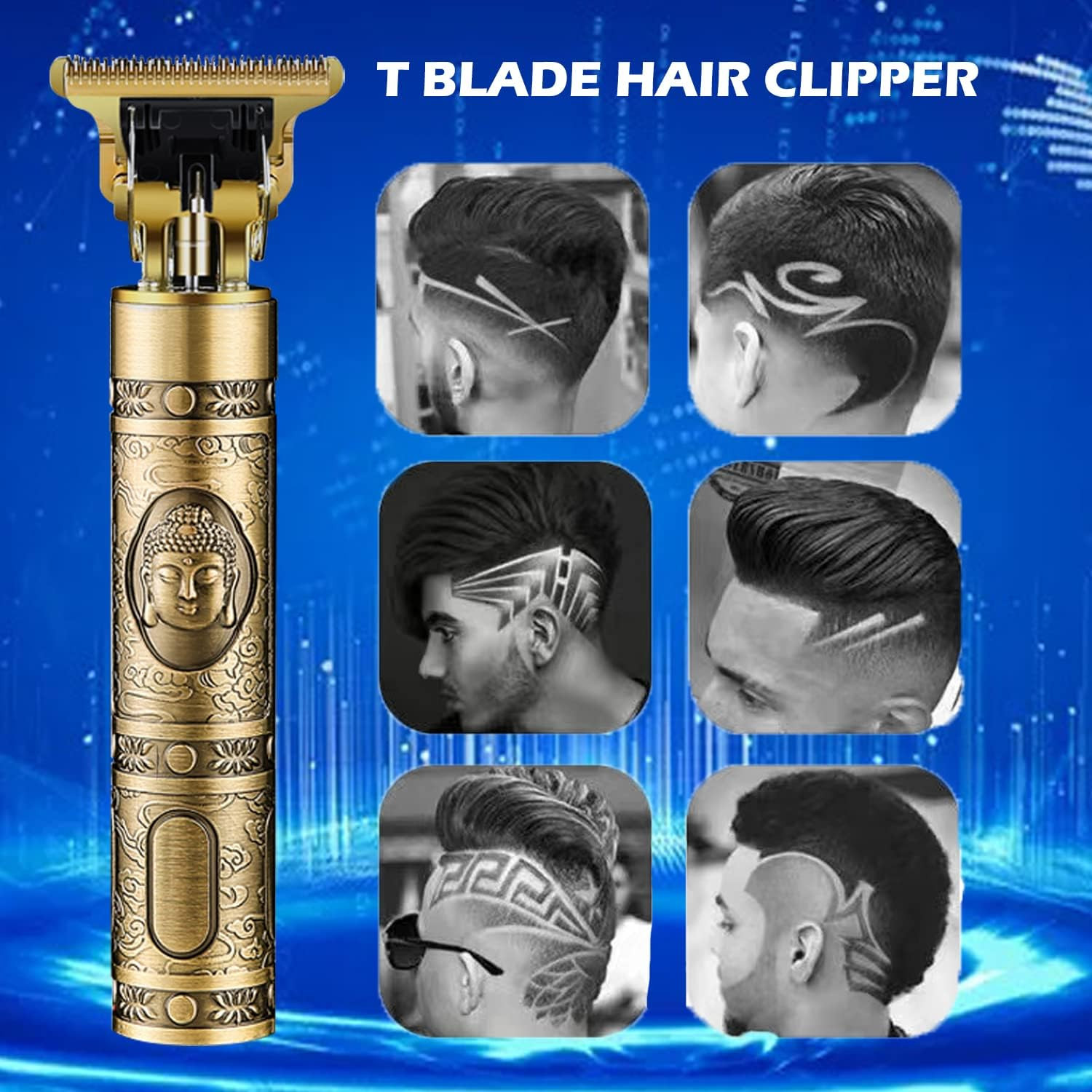 Hair Clippers for Men, Cordless Electric Hair Trimmer and Beard Shaver, T Blade