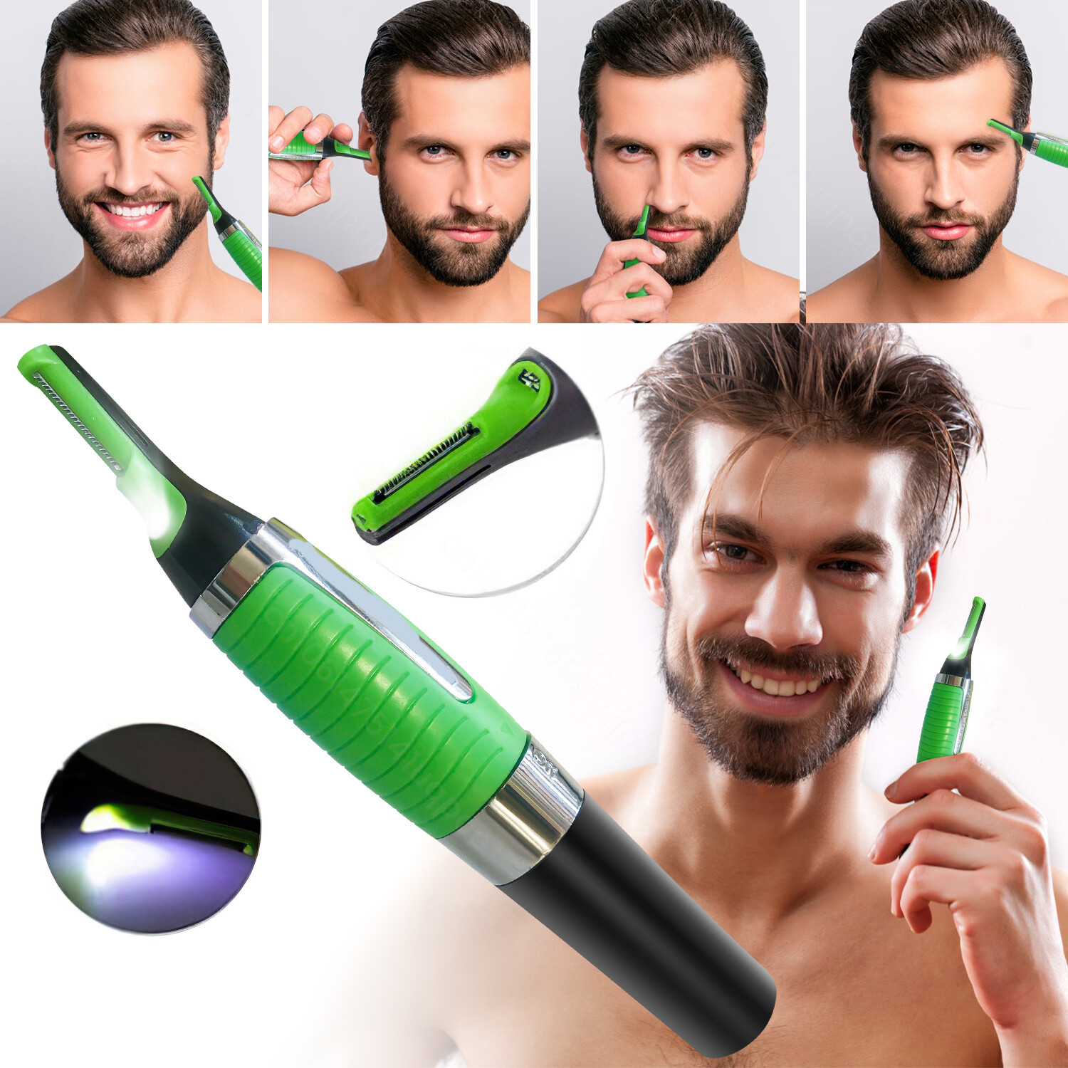 Hot Men Nose Ear Face Neck Eyebrow Hair Mustache Beard Trimmer Shaver Clipper PE