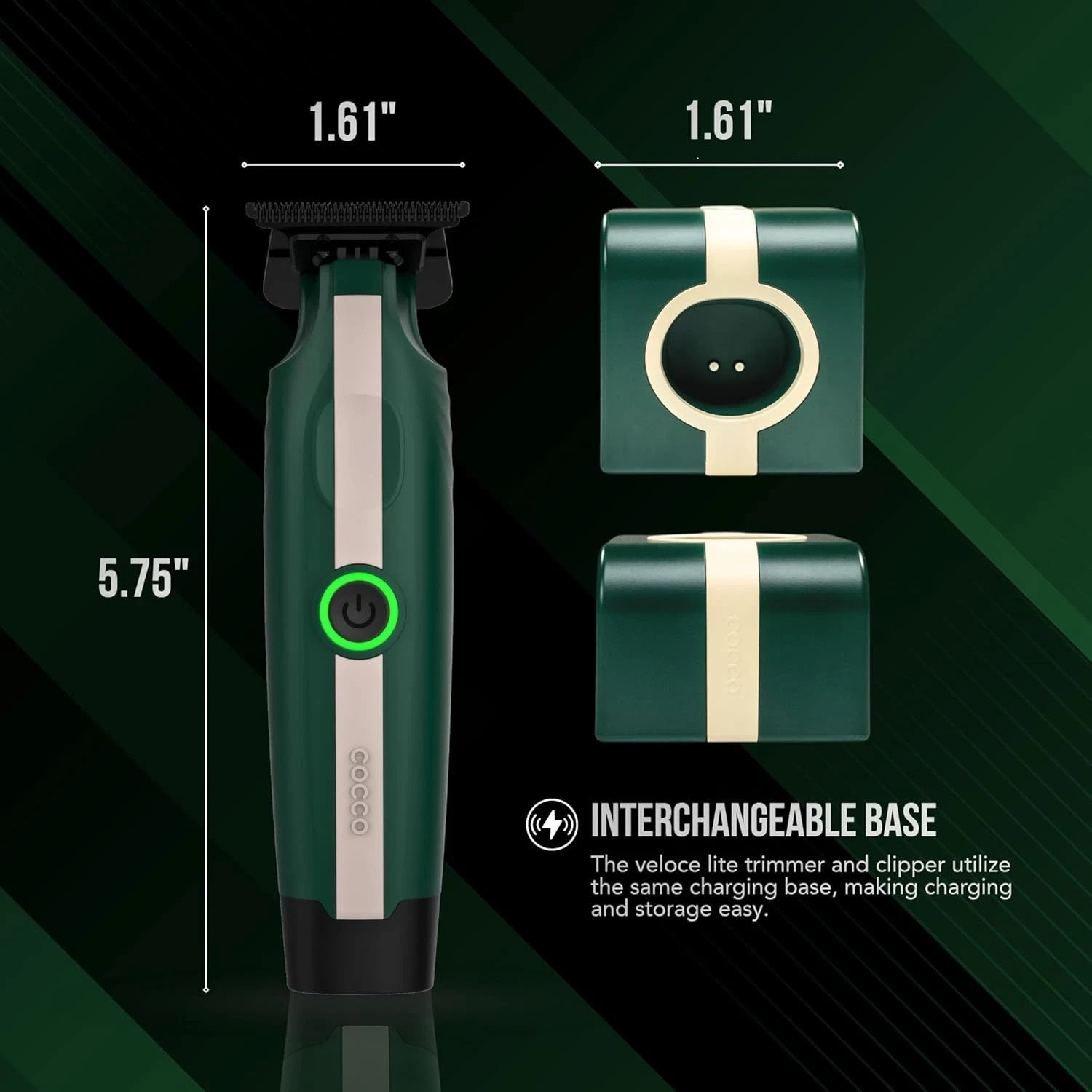 Cocco Veloce LITE Hair Trimmer – Cordless – Ambassador DLC – Black Green NEW
