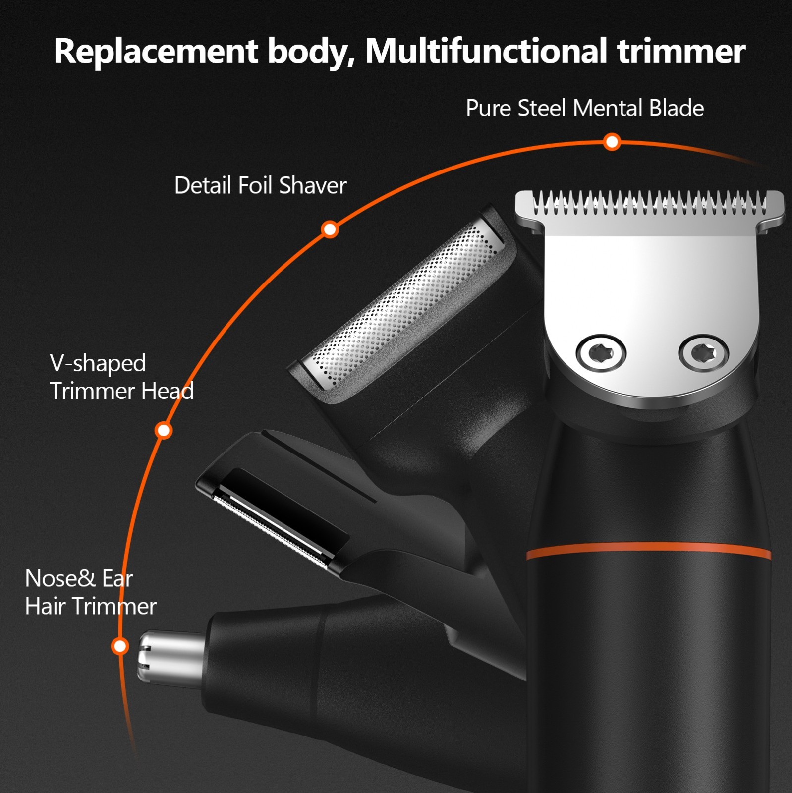 MAXGROOM 4 in 1 Body Hair Trimmer Kit for Men Pubic Hair Shaver Nose Beard Trimm