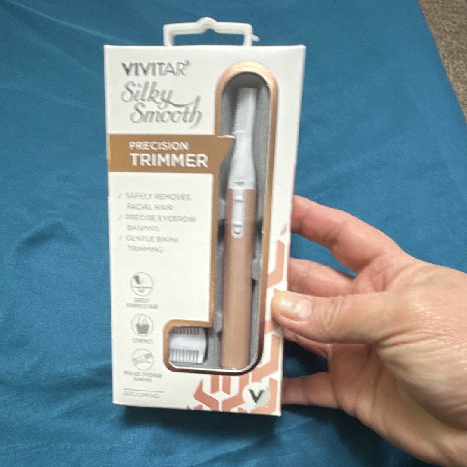 Vivitar Precision Trimmer Rose Gold White for Face, Eyebrow, Bikini Compact Safe