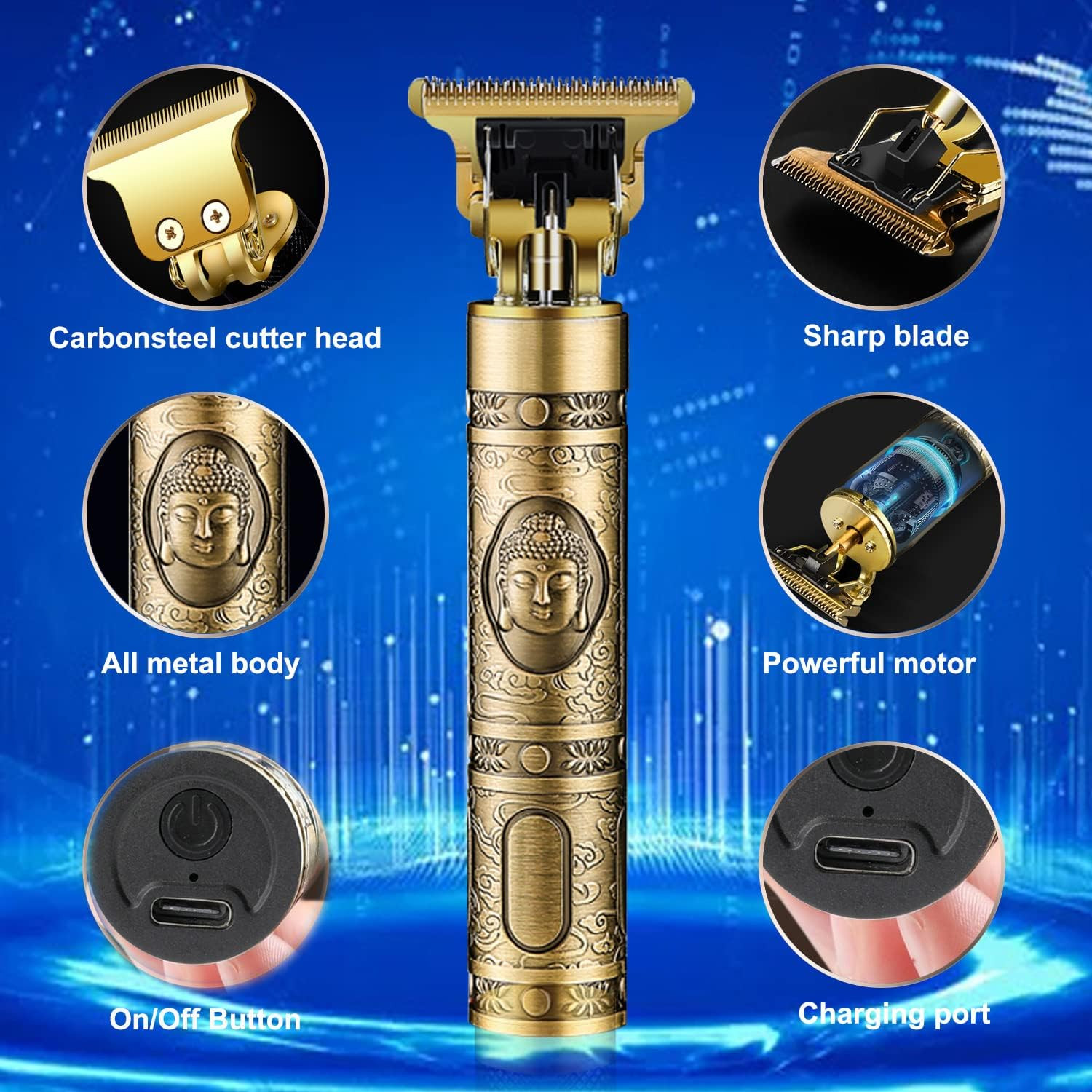 Hair Clippers for Men, Cordless Electric Hair Trimmer and Beard Shaver, T Blade