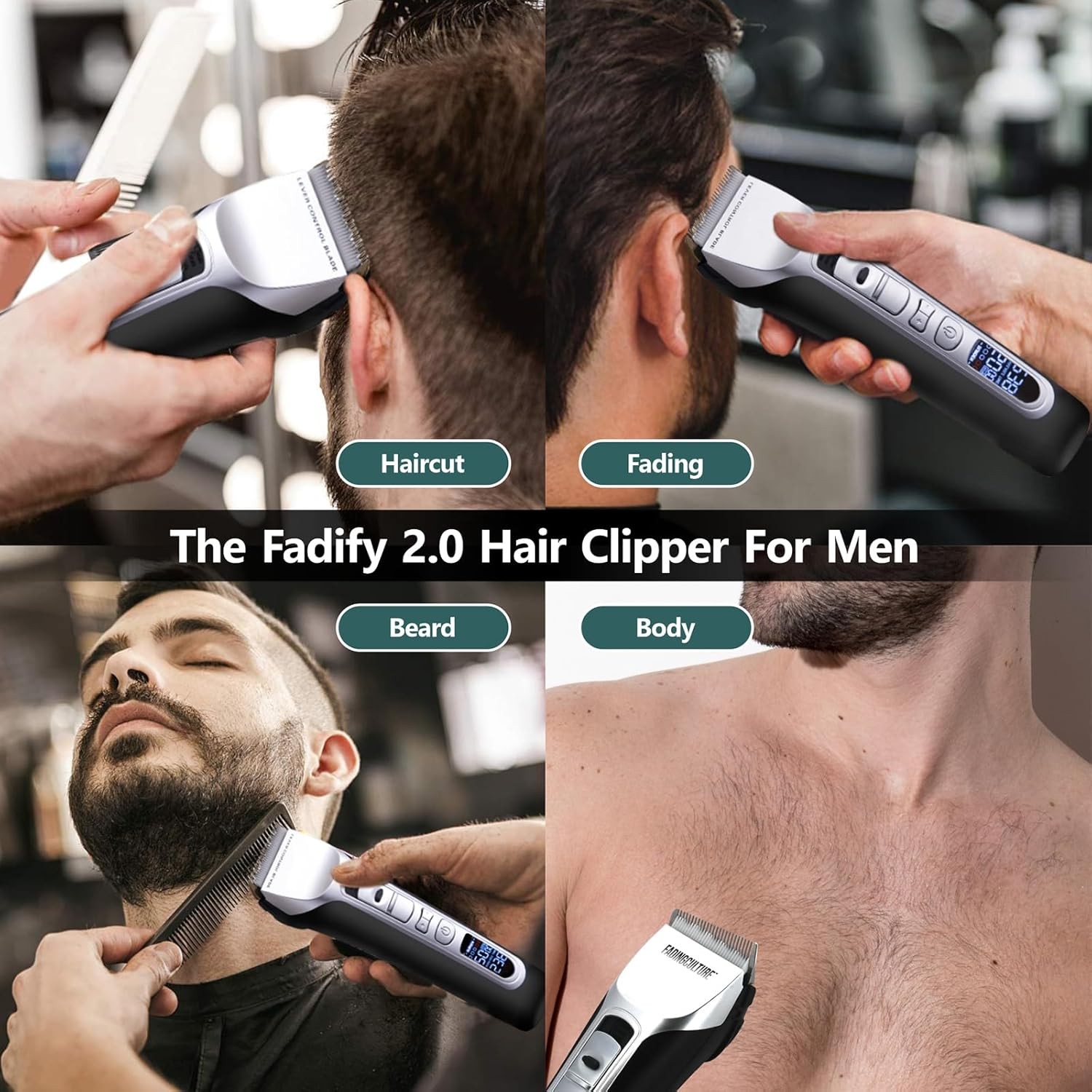 The Fadify 2.0 Cordless Hair Clippers for Black+silver Clipper