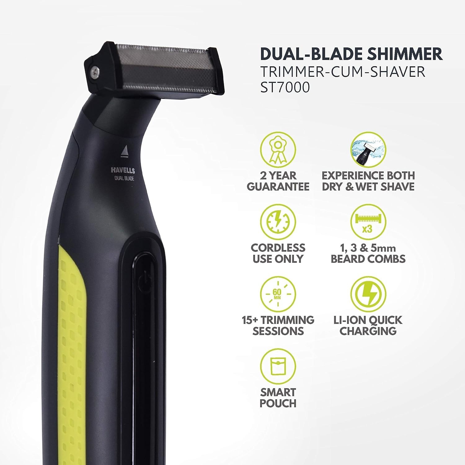 Havells UniBlade Shaver cum Trimmer,ST7000,Yellow