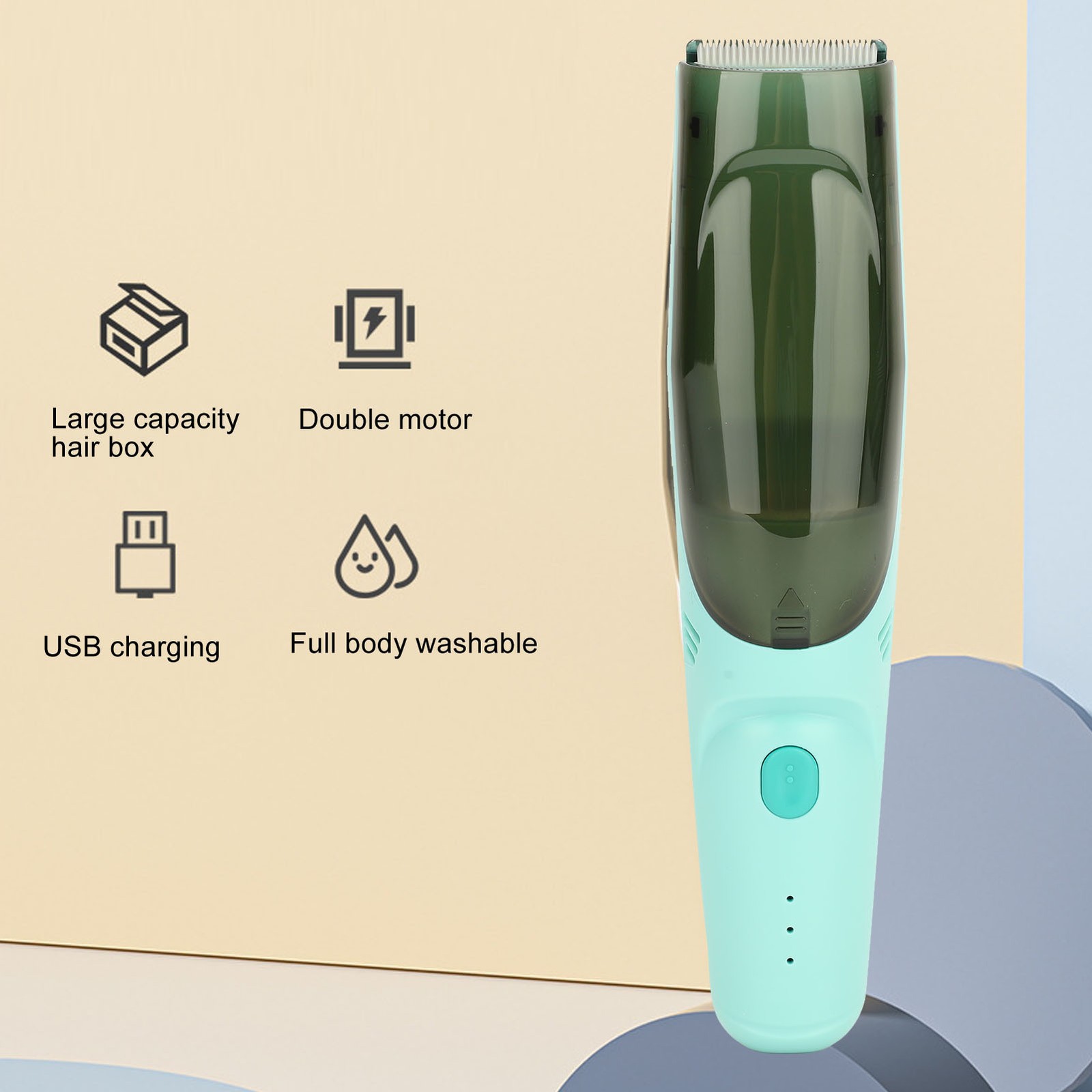 Baby Hair Clipper Quiet Electric Kids Hair Trimmer Green Waterproof Wet Dry Use