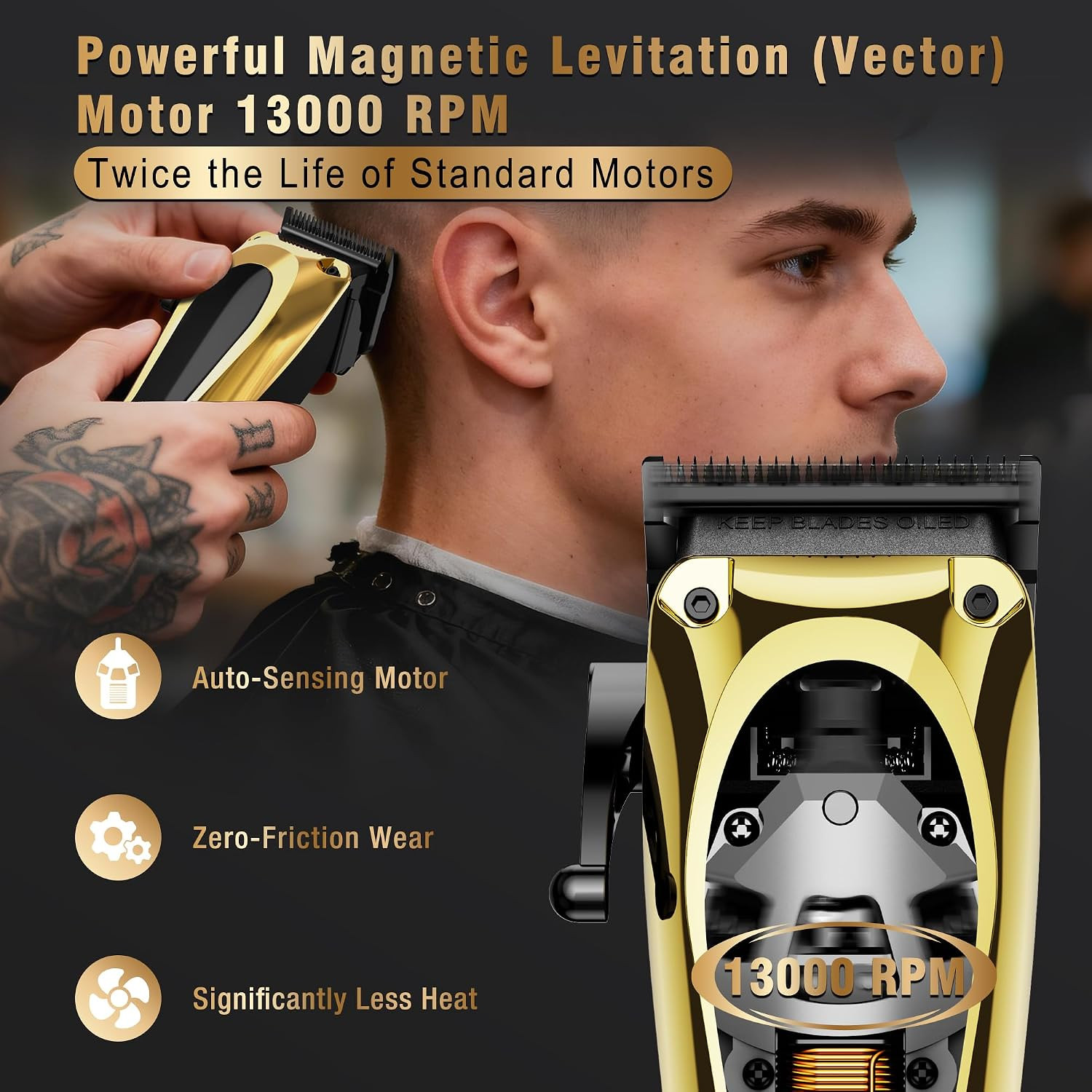 Professional Hair Clippers for Men, Cordless Barber Clippers & Trimmer Set with