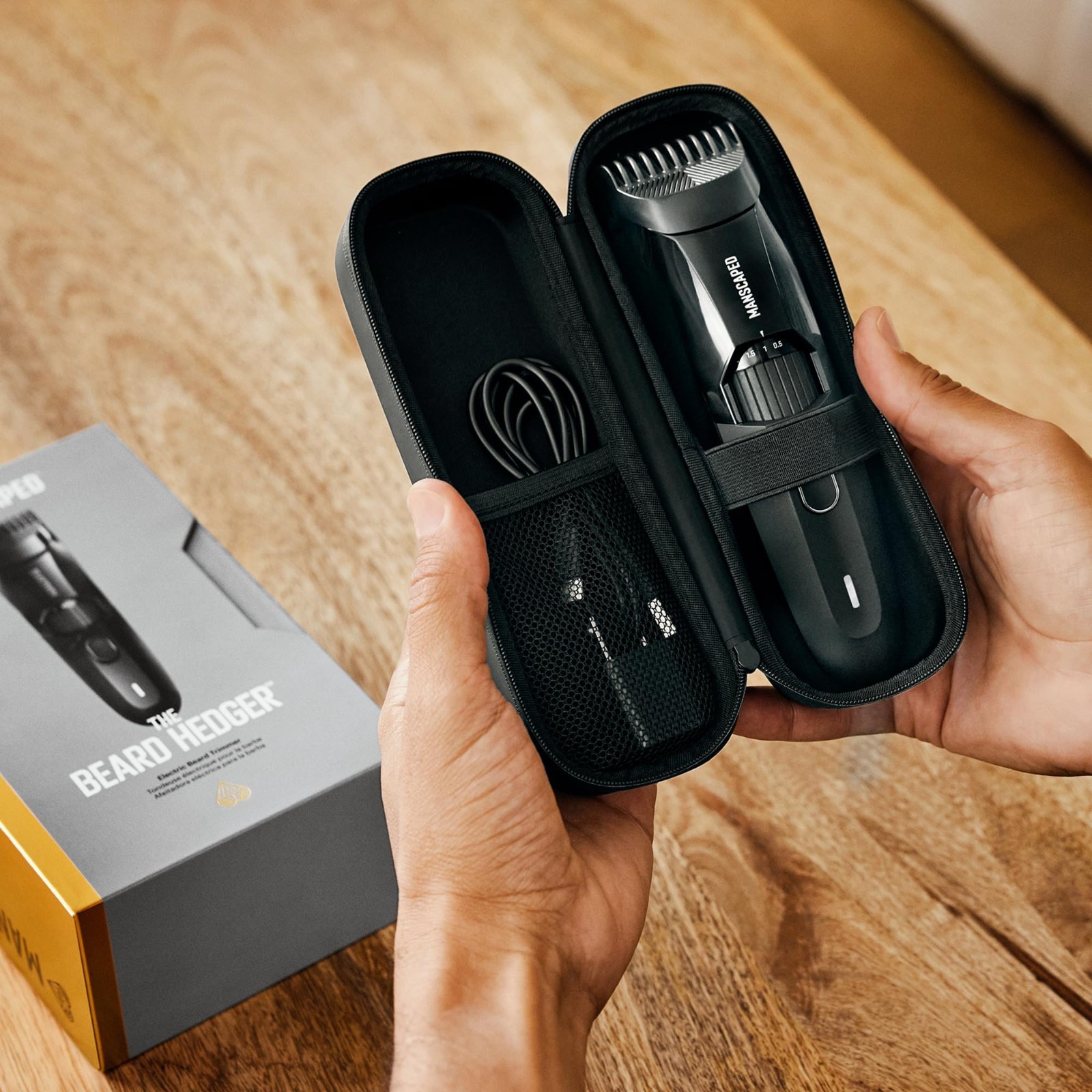Premium Beard Trimmer for Men, 20 Length Adjustable, Stainless Steel T-Blade, Co