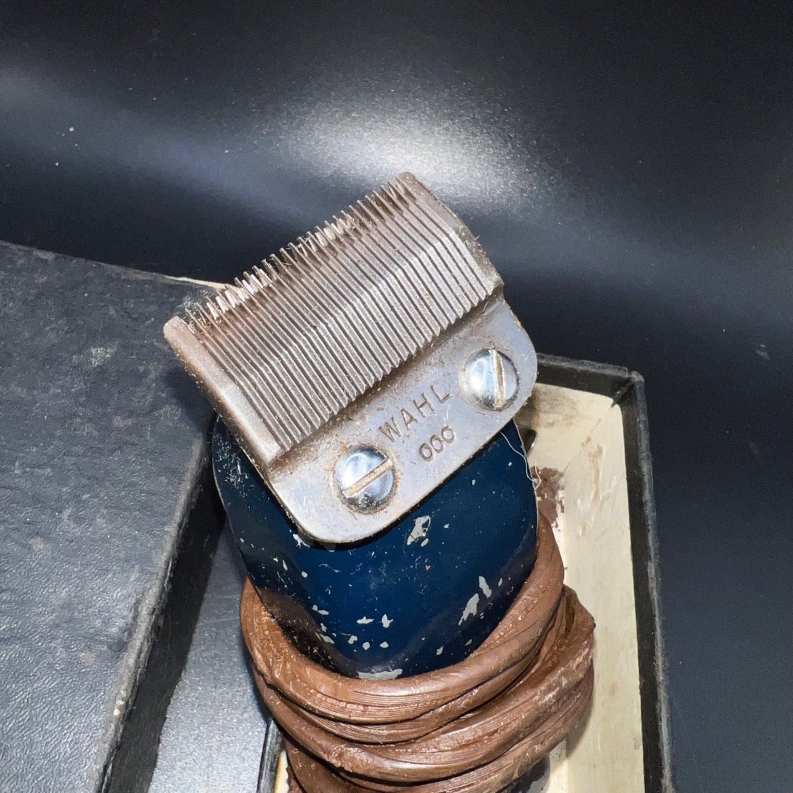 Wahl Large 89 VTG Electric Clipper Original Box Model 000 Blue & Silver untested