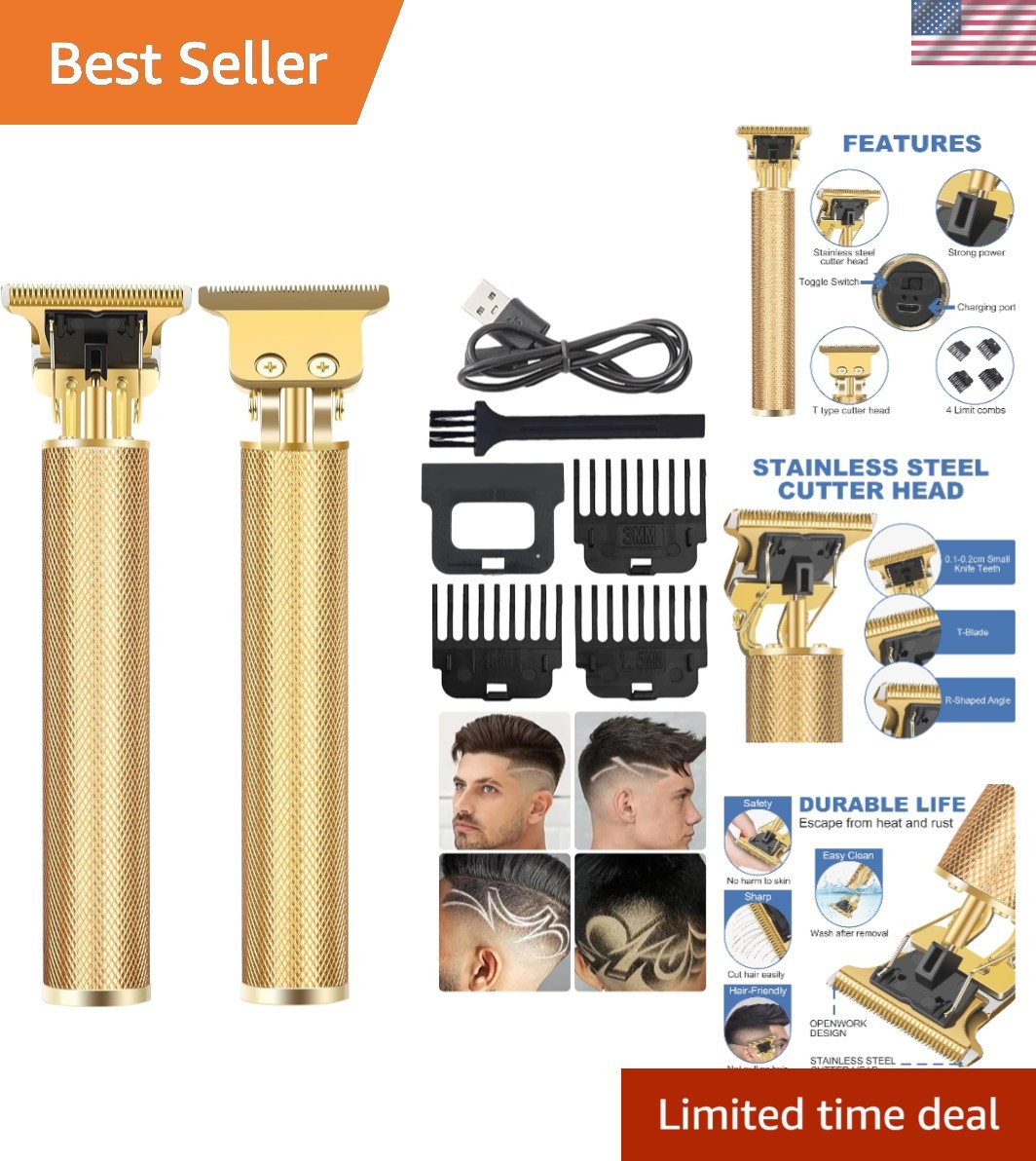 Professional Men’s Hair Clipper – T-Blade Trimmer with 180 Min Battery Life