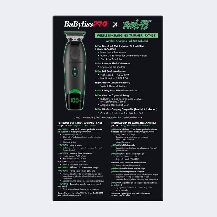 BaBylissPRO x Tomb45 Wireless-Charging Trimmer | FXT45T + Pad