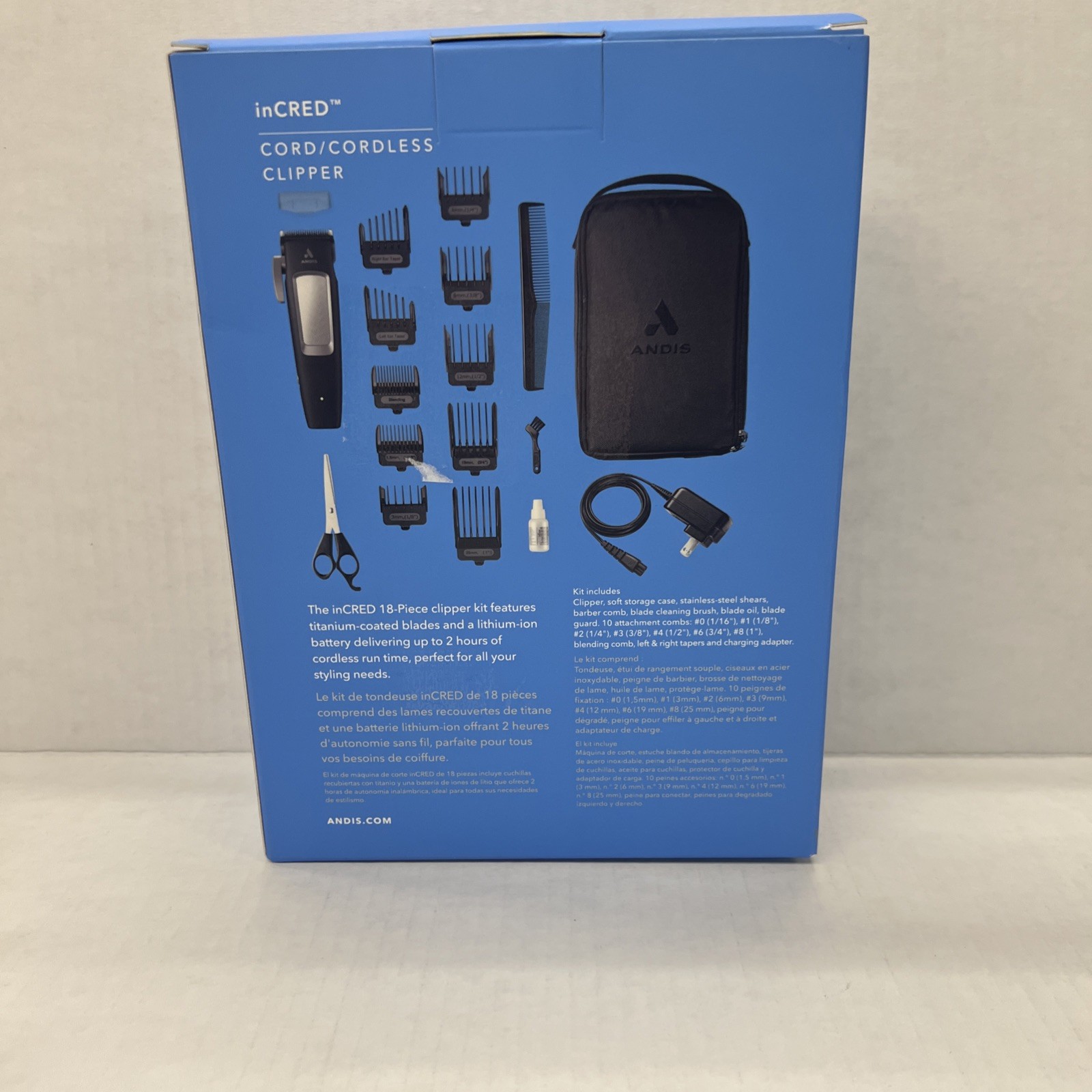 Andis inCRED Lithium-Ion Cordless Clipper 18pc Styling Kit New in Box Model CLC4