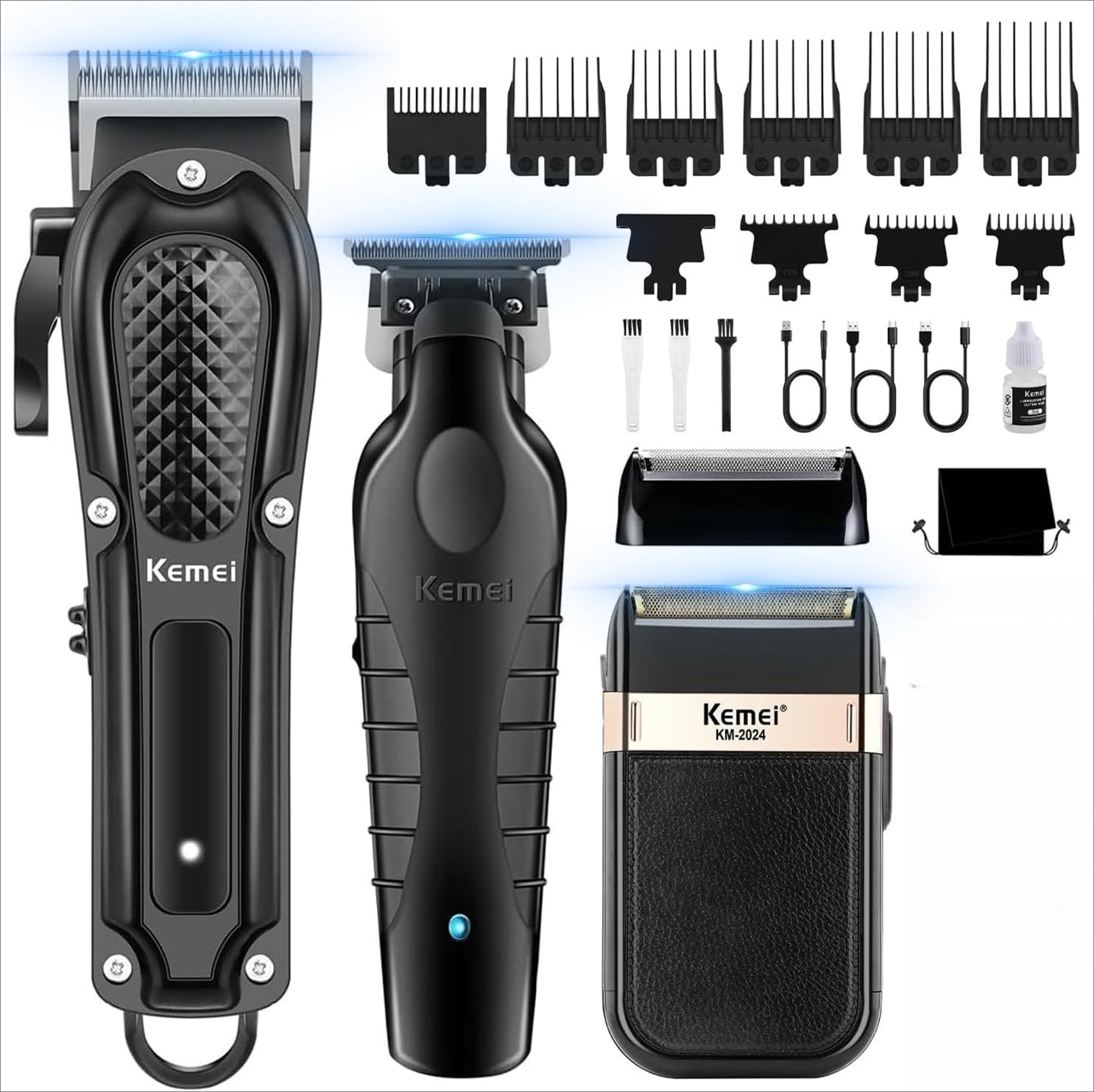 KEMEI Professional Hair Clippers for Men, Cordless Barber Trimmer Rechargeable