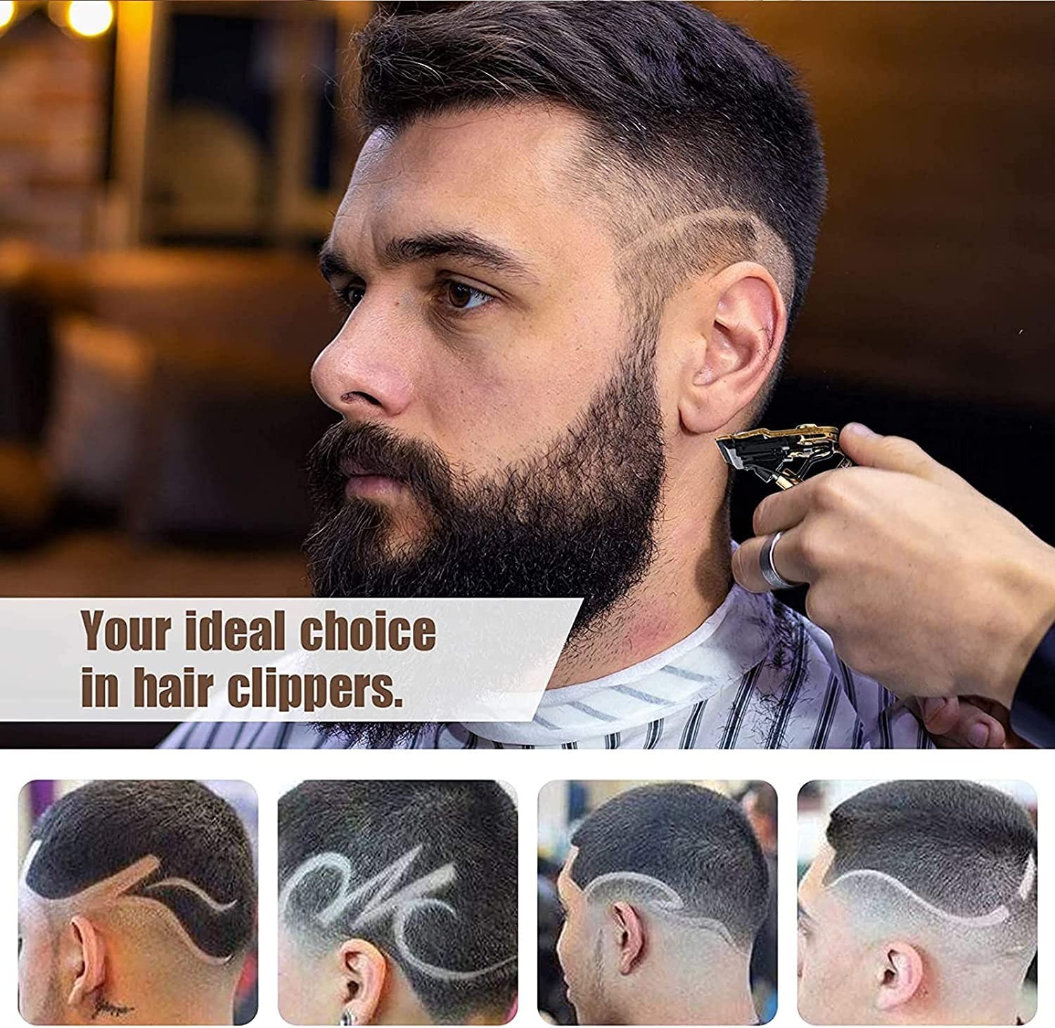 Professional Mens Hair Clippers Zero Gapped Cordless Hair Trimmer Professiona…