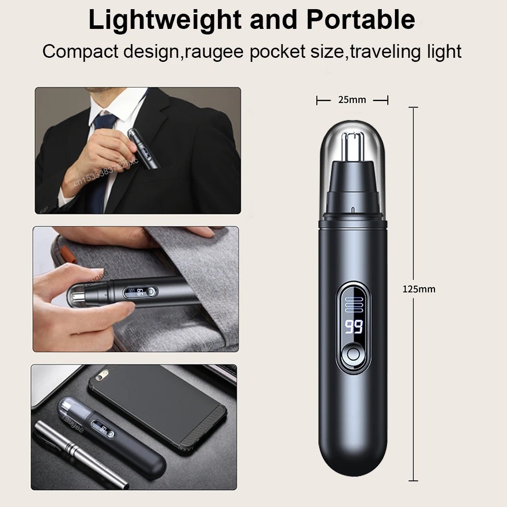 Portable Nose & Ear Hair Trimmer Electric Facial Hair Clipper for Men & Women