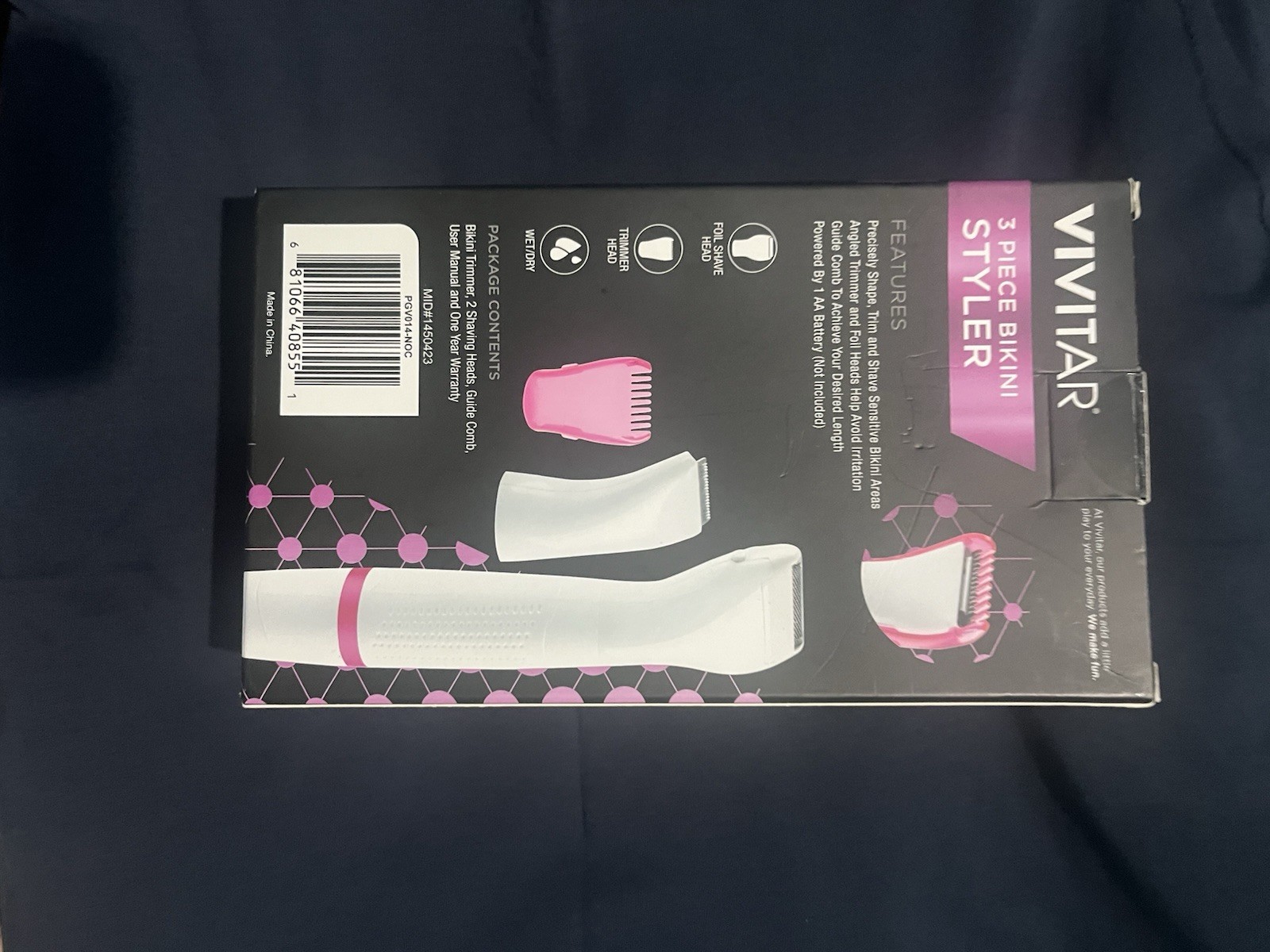 Vivitar Silky Smooth Bikini Trimmer Wet/Dry Battery 3-Heads Foil Head