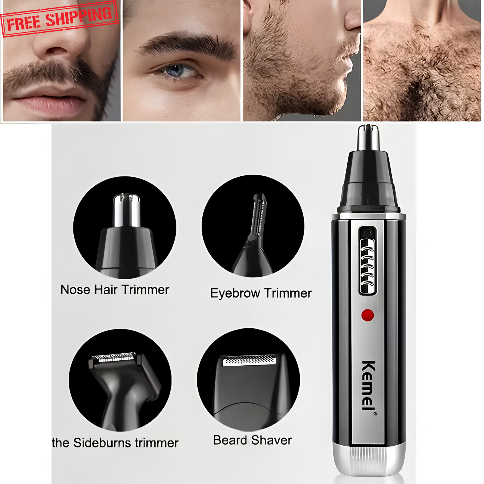 4-in-1 Rechargeable Trimmer for Nose, Beard, Ear, Eyebrow Hair/ Men Grooming Kit