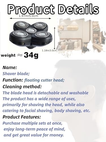 5-Blade Electric Shaver Head Replacement for Freebird
