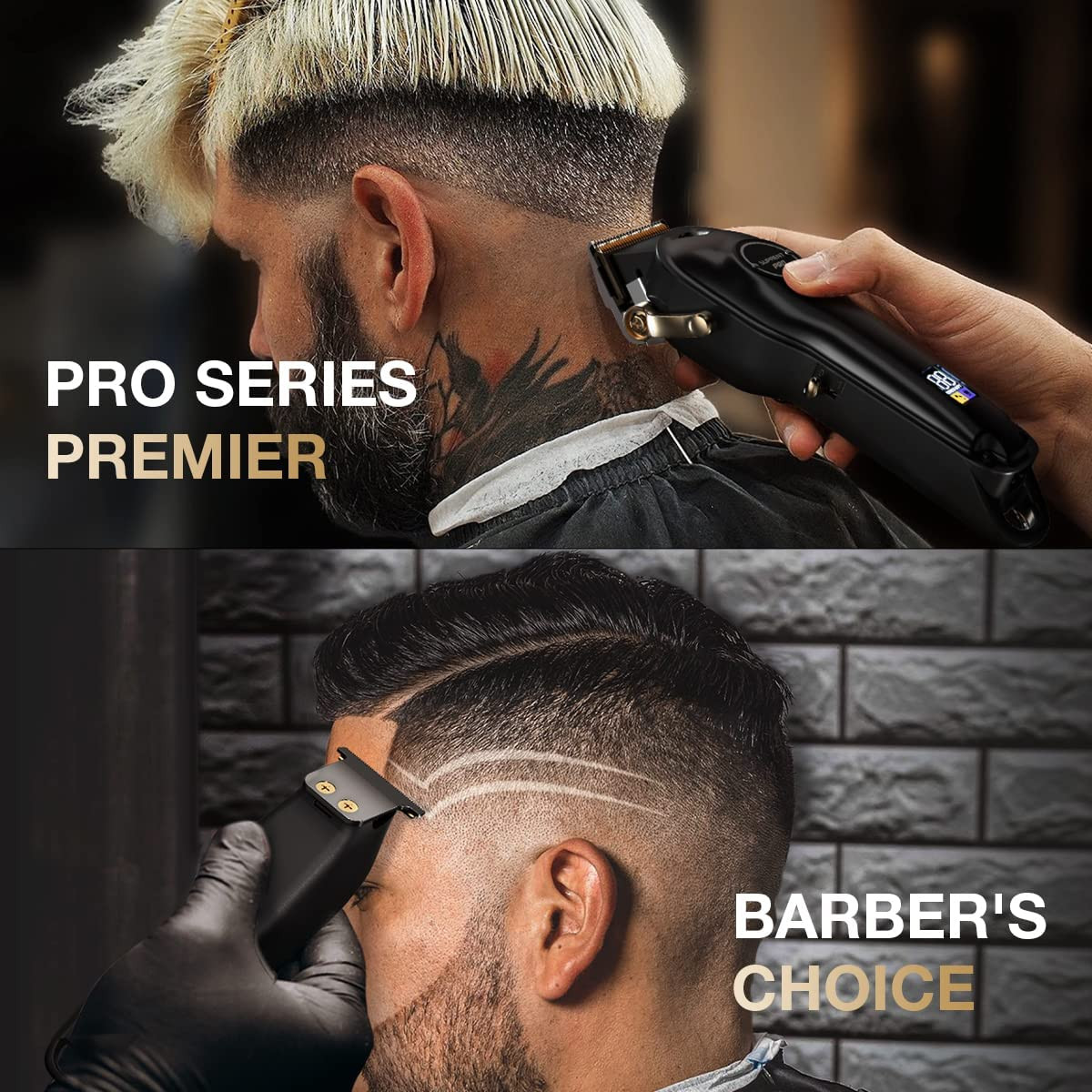 PRO Professional Hair Clippers for Men- Hair Cutting Kit & Zero Gap T-Blade Trim