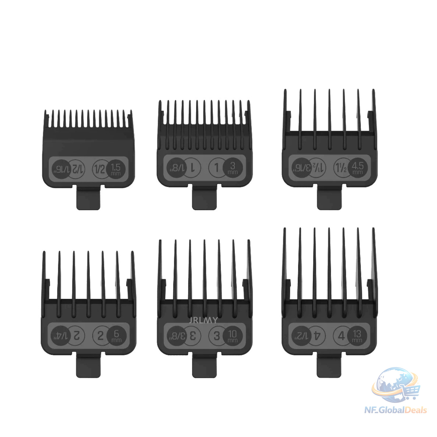 6pcs JRL Clipper Guards Set Premium Guide Combs (1.5mm to 13mm) for Hair Clipper
