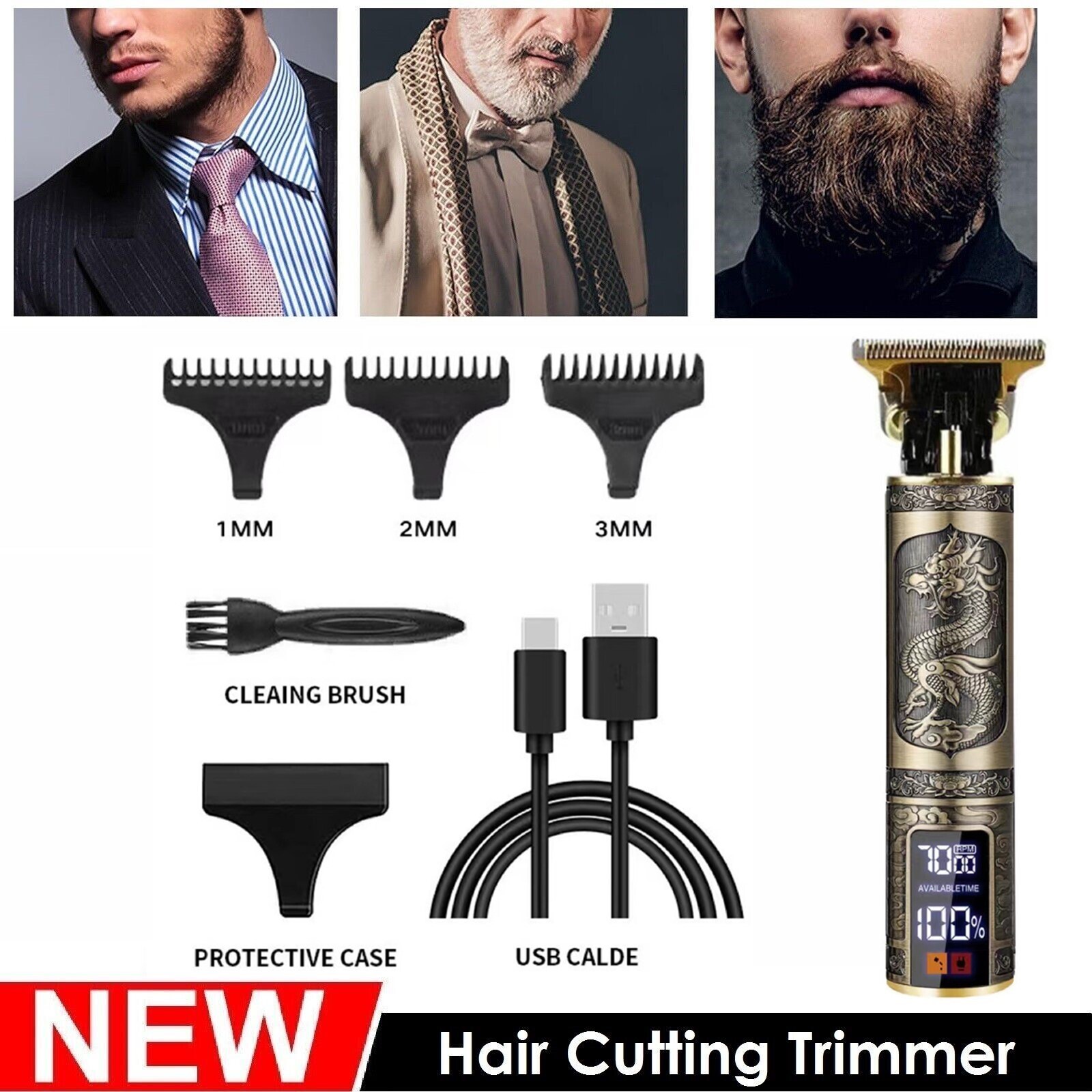 Beard Hair Trimmer for Men Professional Cordless Zero Gapped Edgers Clippers