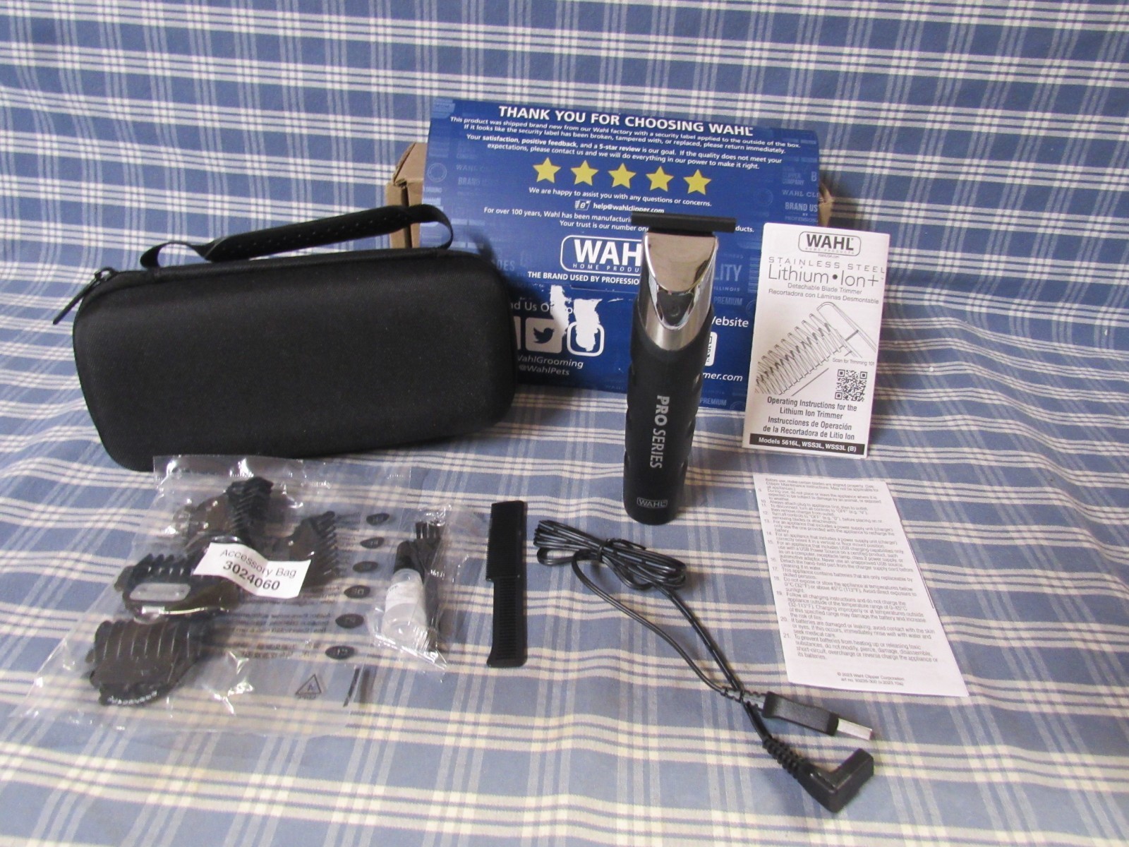Wahl 3026017 Pro Series Stainless Steel Lithium lon Beard Trimmer FREE SHIPPING.