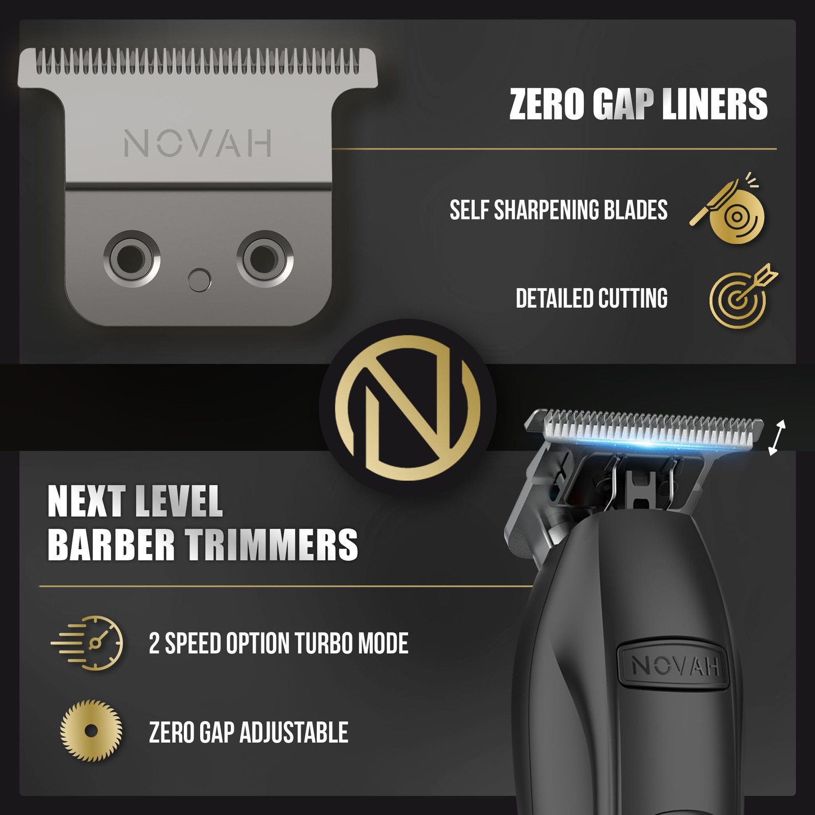 NOVAH Grooming Professional Hair Trimmer for Men, Barber Trimmer Cordless T T…