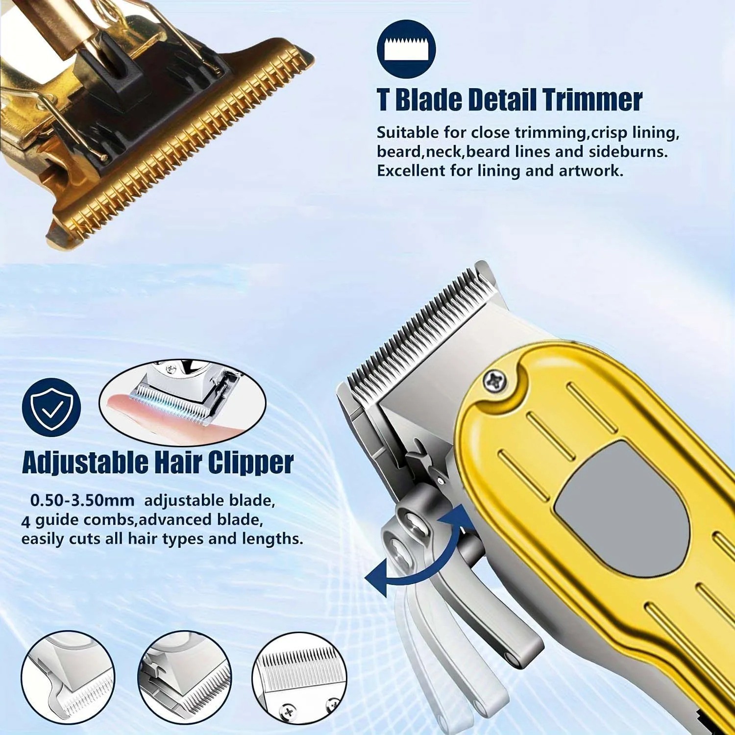 Professional Hair Clipper Trimmer Set Men’s Beard Barber Kit Rechargeable