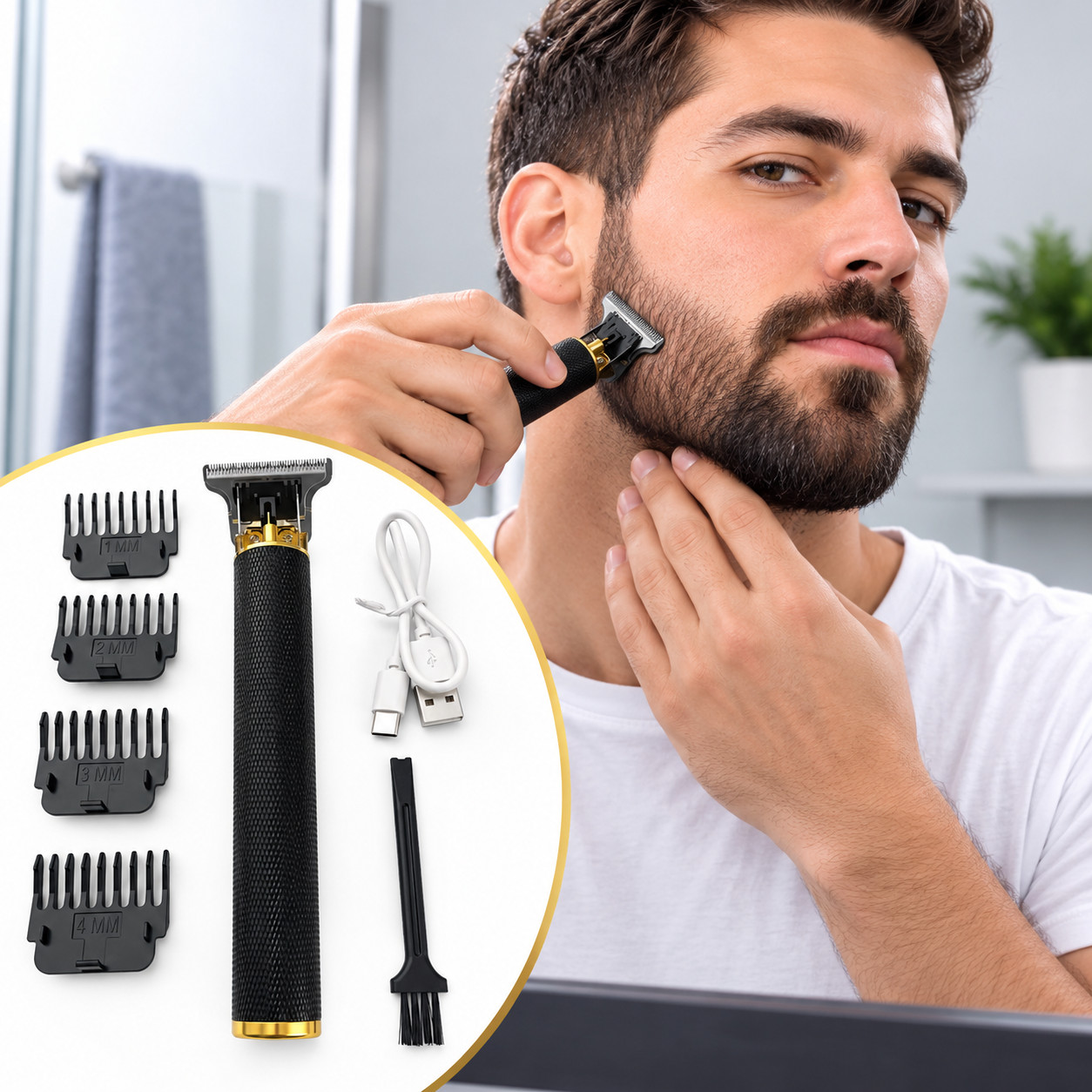 Vintage T9 Barbeador Black Gold Beard Hair Trimmer Cutter Machine for Men