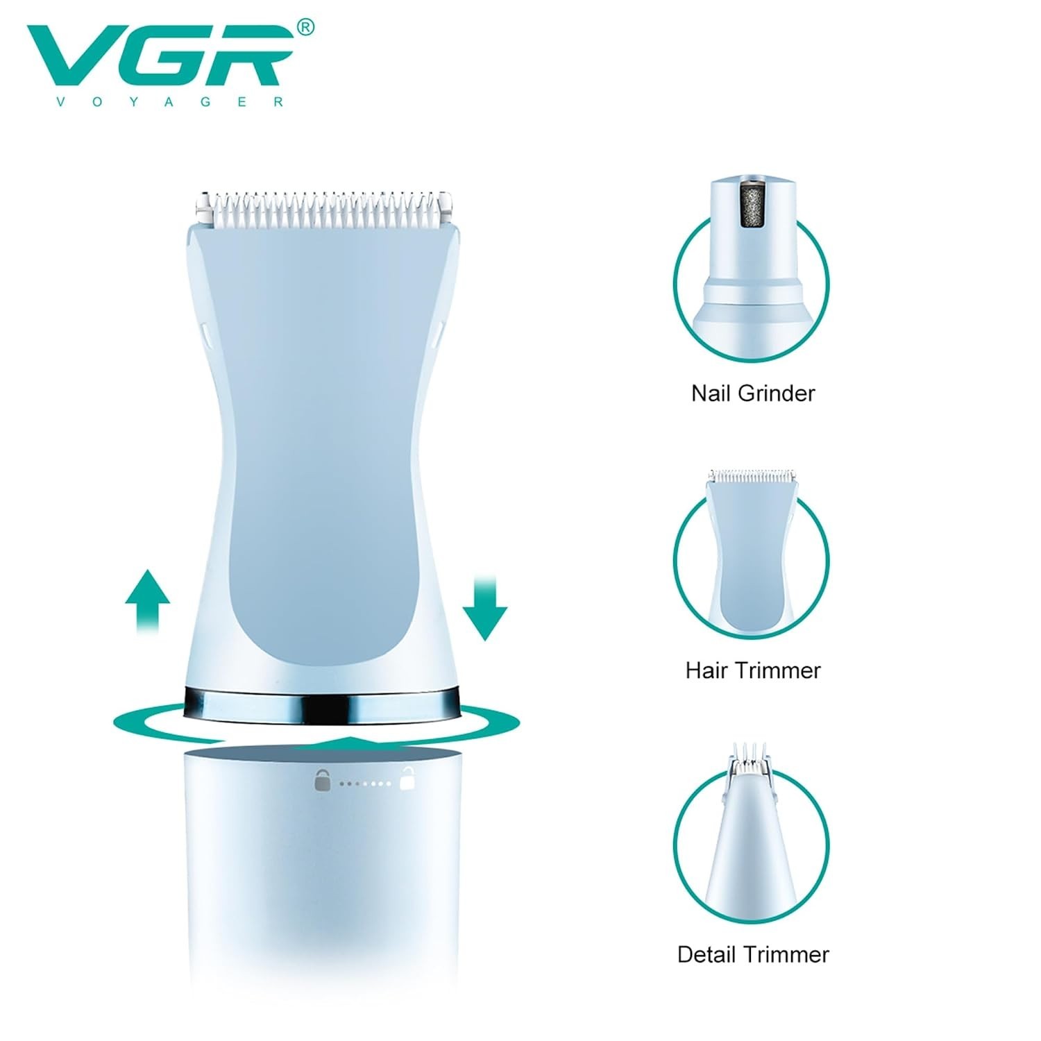 VGR V-205 3-in-1 Waterproof Pet Grooming Kit 120-Min Runtime Blue Edition