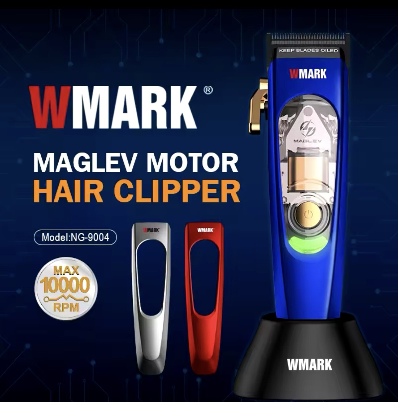 WMARK NG 9004 Professional Cordless Clipper, High Speed Motor,Ultra-Sharp Blades