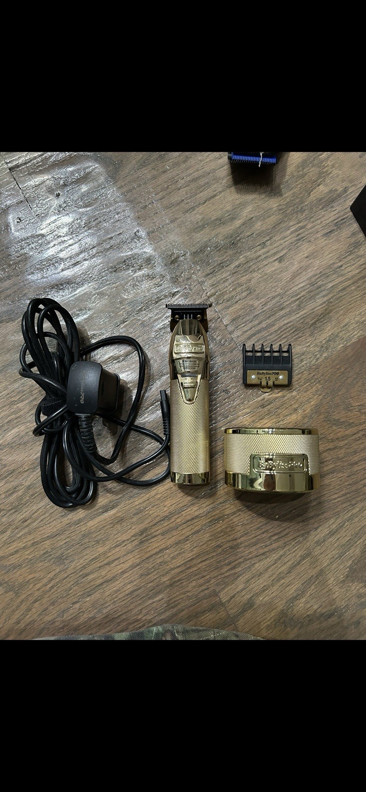 BaBylissPRO Gold Cordless T-Blade Trimmer 1.5mm with Attachment Comb