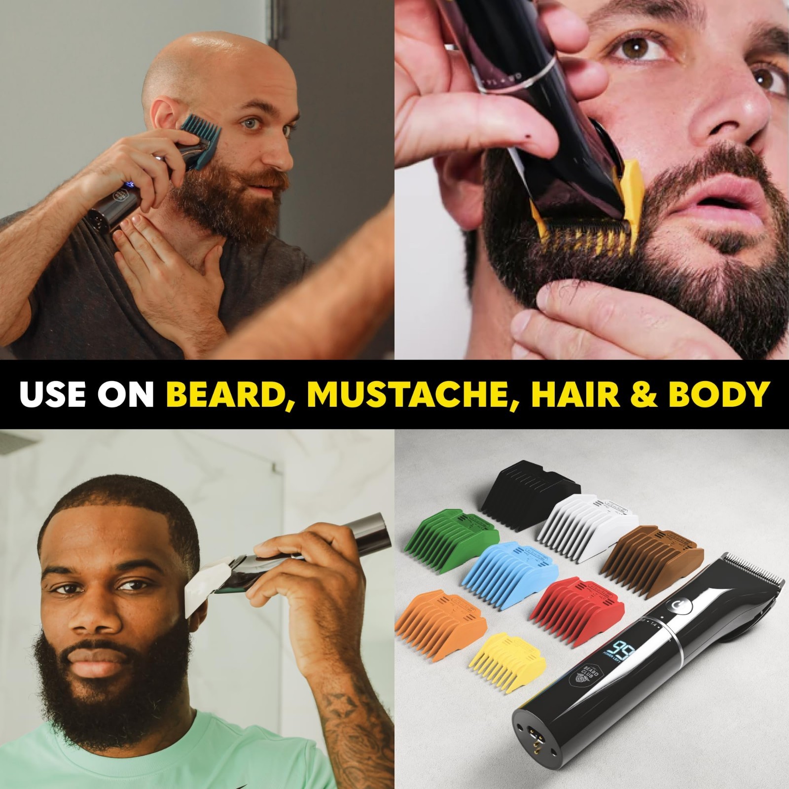 Cordless Electric Beard & Hair Trimmer for Men – 7000 RPM, 8 Color Guides, 45 Le