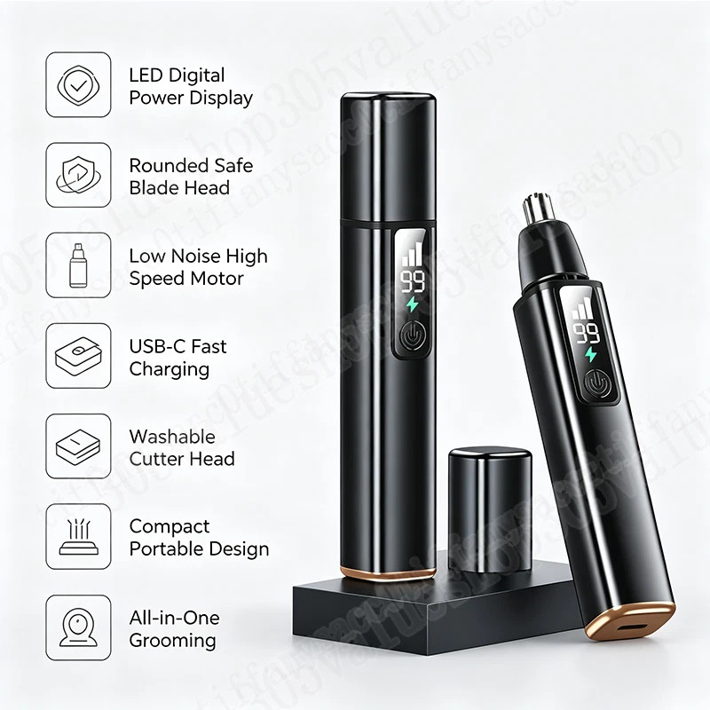 Ear & Nose Hair Trimmer with LED indicator USB Rechargeable Water Resistant LOT