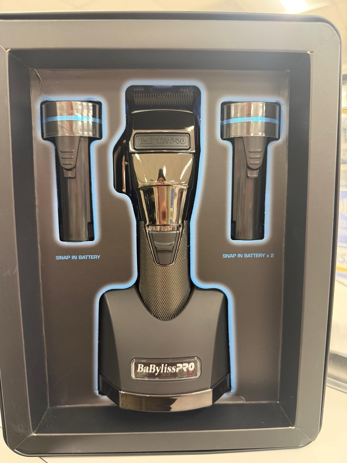 BaBylissPRO SNAPFX Cordless Clipper Black Silver Square Blade for Head