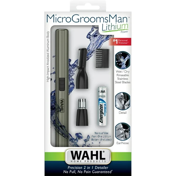 WAHL Micro GroomsMan Precision 2-in-1 NOSE EAR HAIR DETAILER AAA Lithium Power