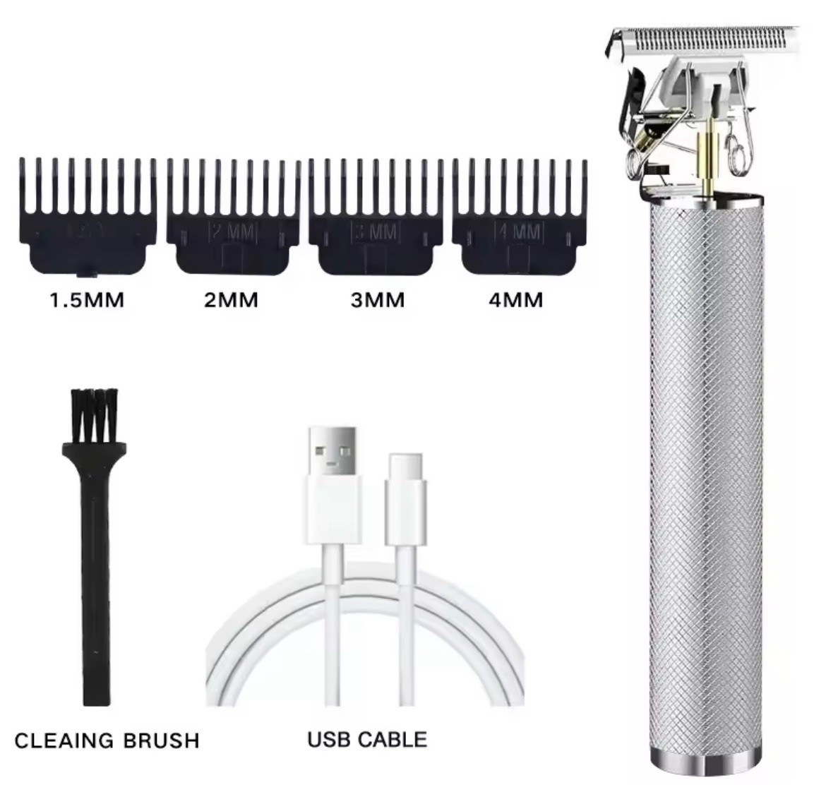 Cordless USB Rechargeable T-Blade Trimmer Hair/Beard Gold Display 1.5-4mm