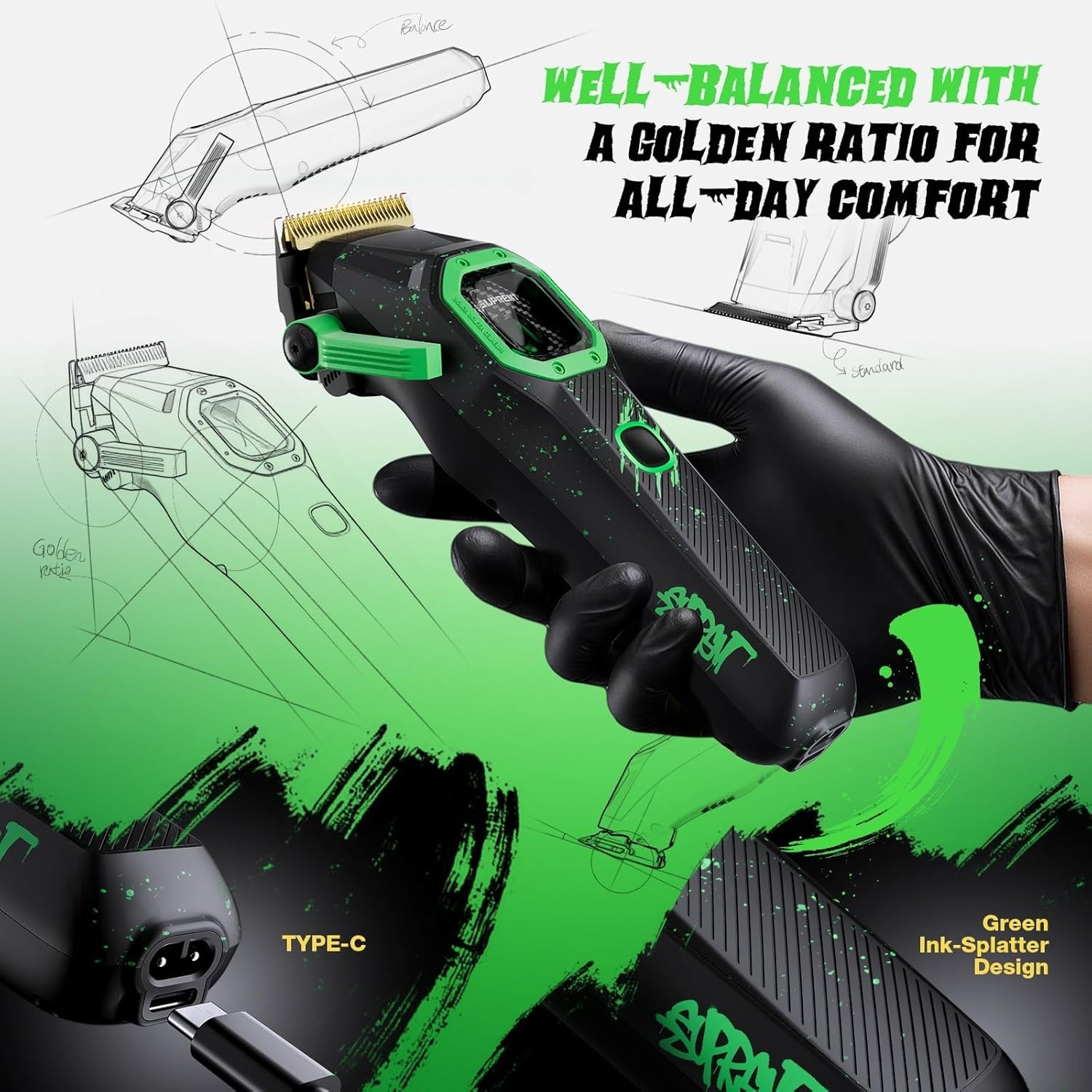 FANGS Professional Barber Clippers – High-Performance 13,000 RPM Vector Motor…