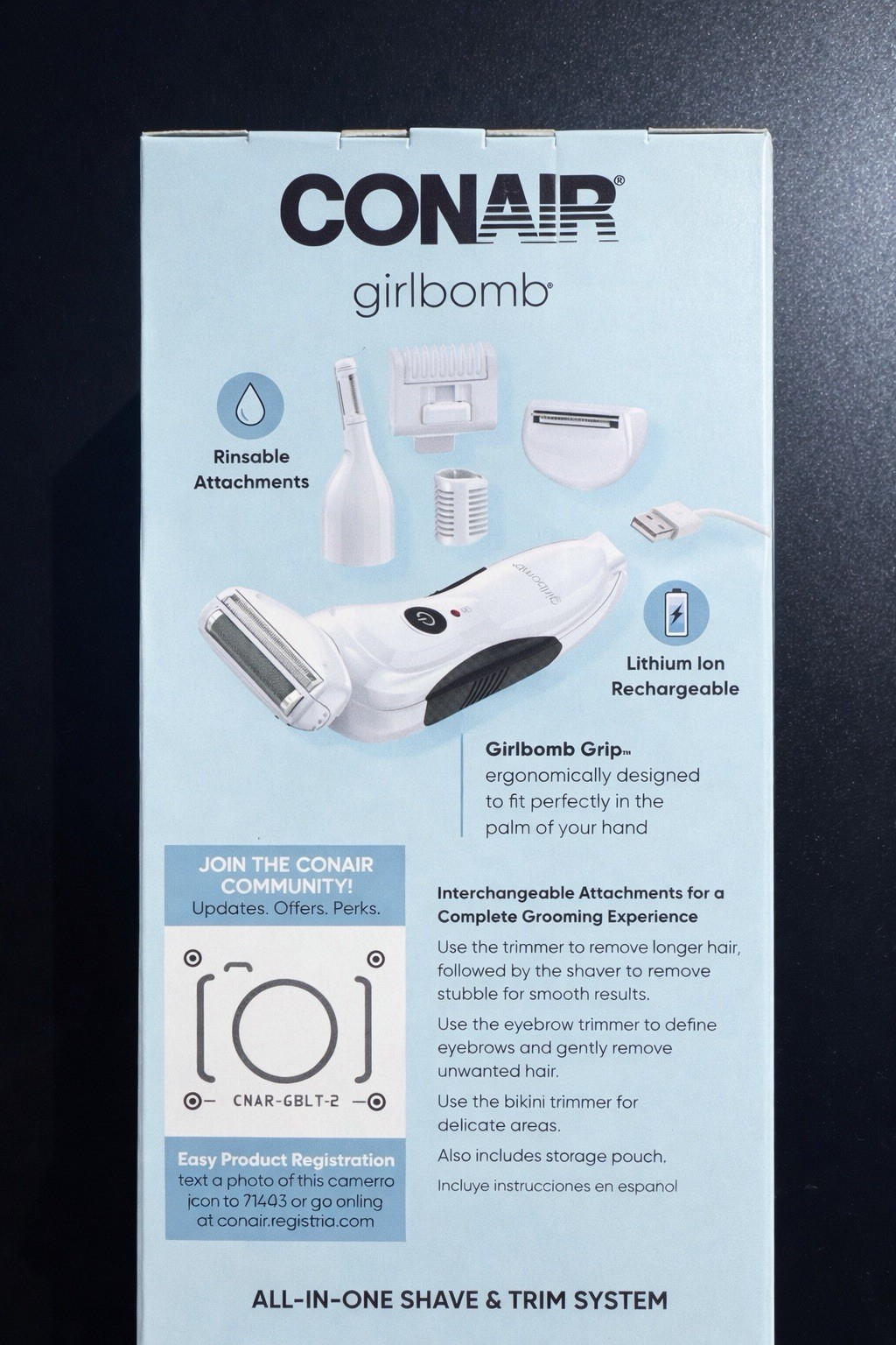 Conair Girlbomb Shaver & Trimmer 2-in-1 Rechargeable 3 Pack